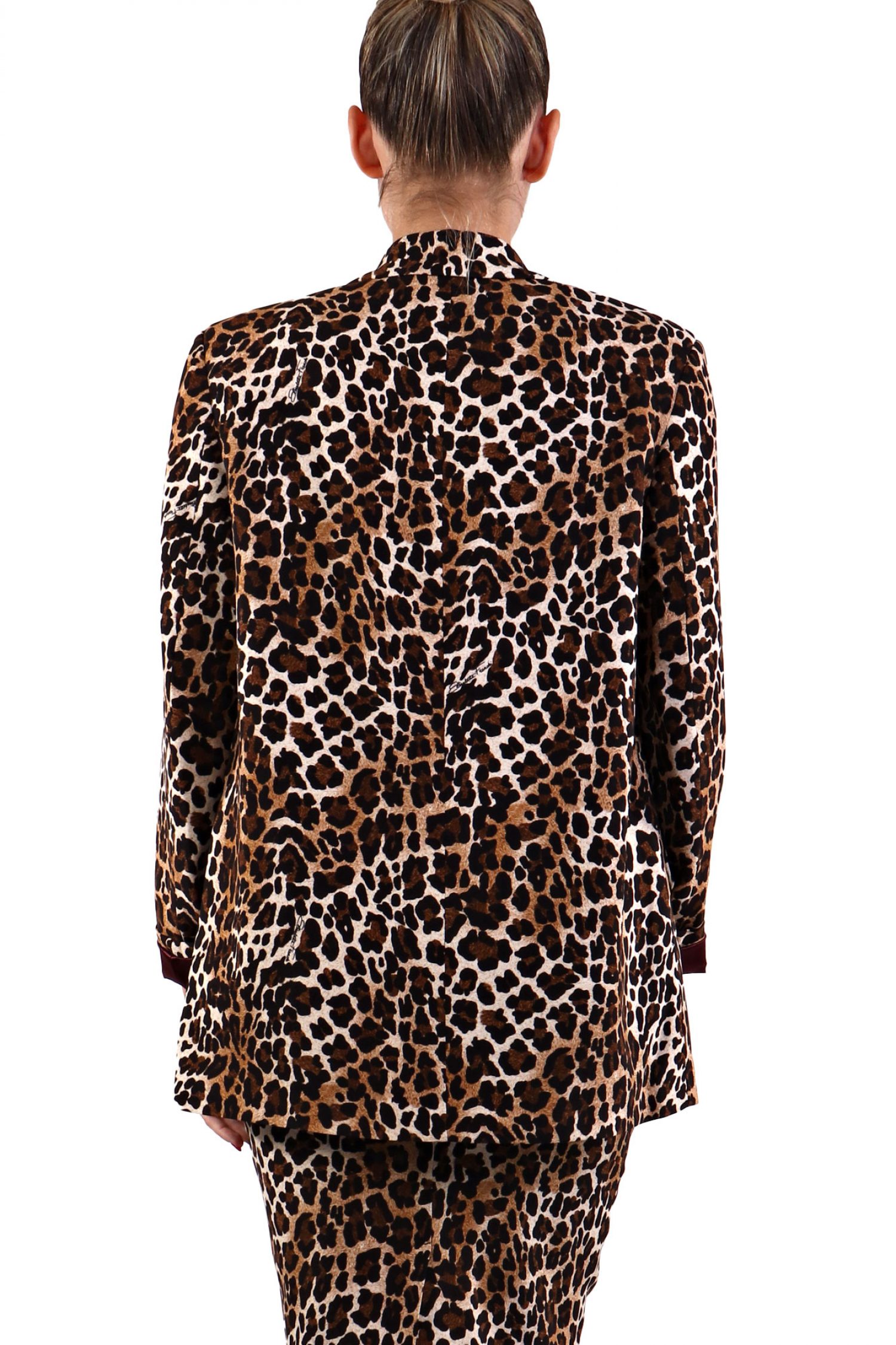 ELISABETTA FRANCHI ΣΑΚΑΚΙ BLAZER ΣΤΑΥΡΩΤΟ ANIMAL PRINT ΚΑΦΕ ΜΠΕΖ