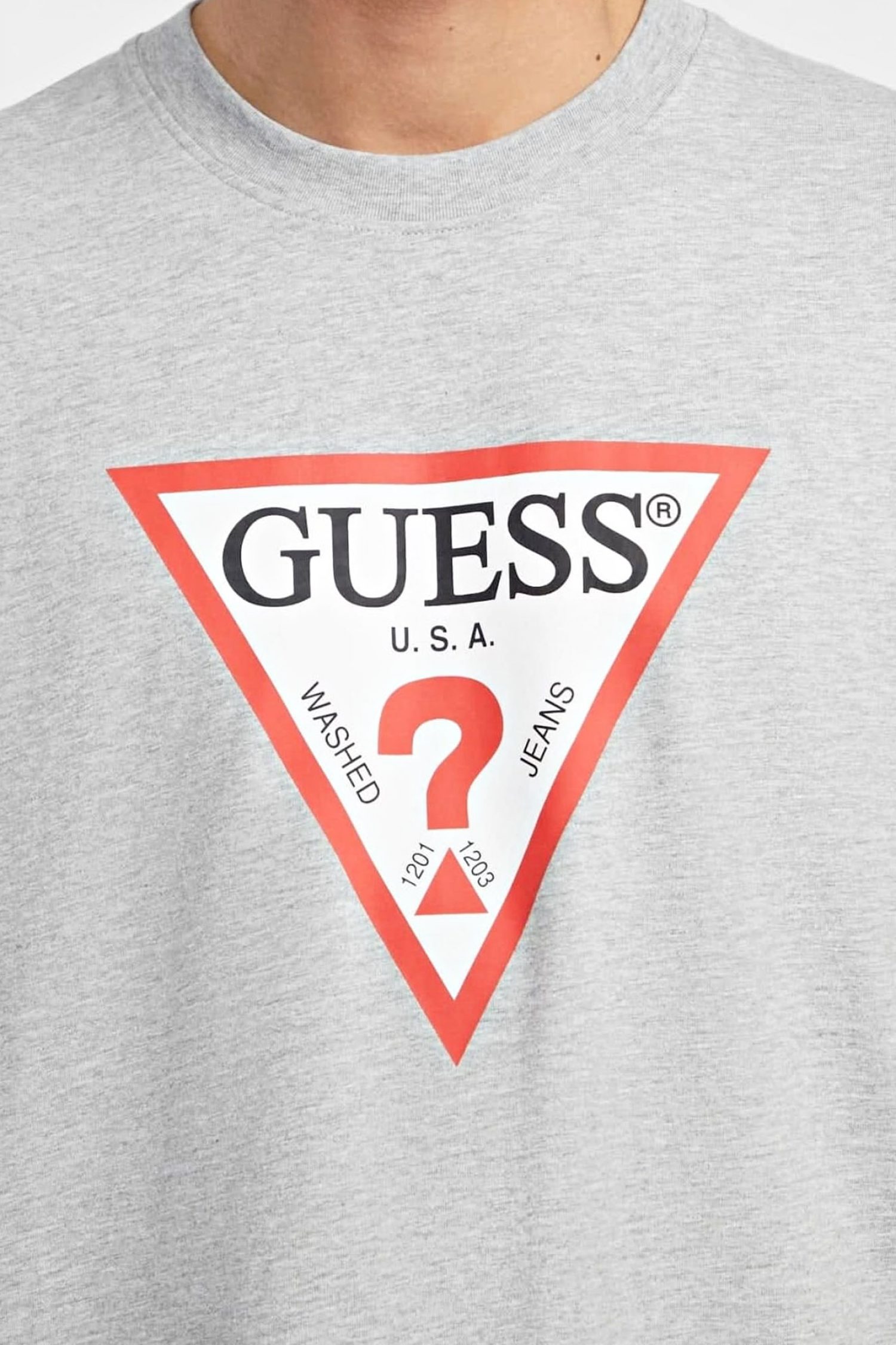 GUESS JEANS T-SHIRT CREWNECK OVERSIZED FIT LOGO ΓΚΡΙ φωτογραφία