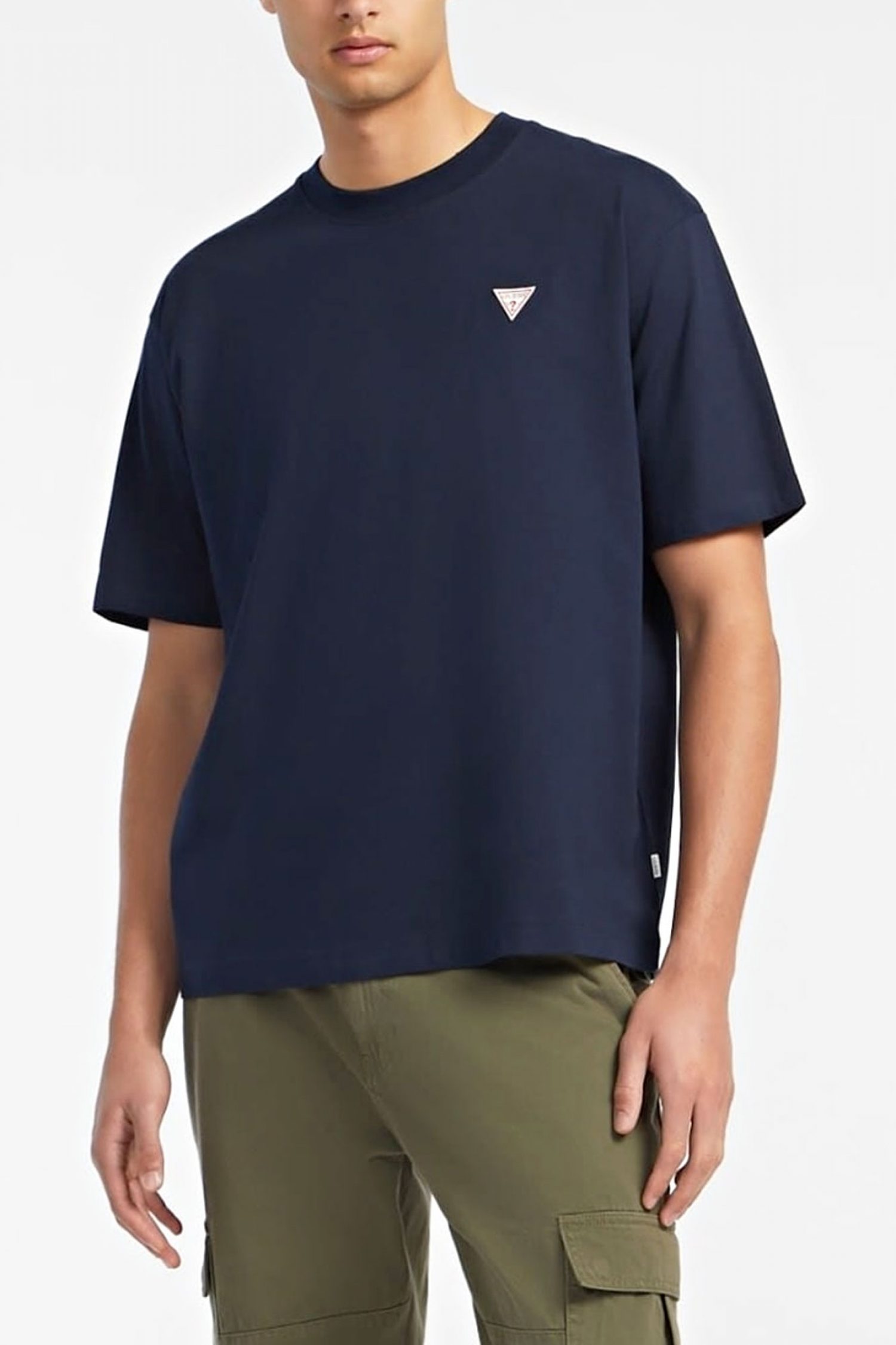 GUESS JEANS T-SHIRT CREWNECK OVERSIZED FIT LOGO ΜΠΛΕ