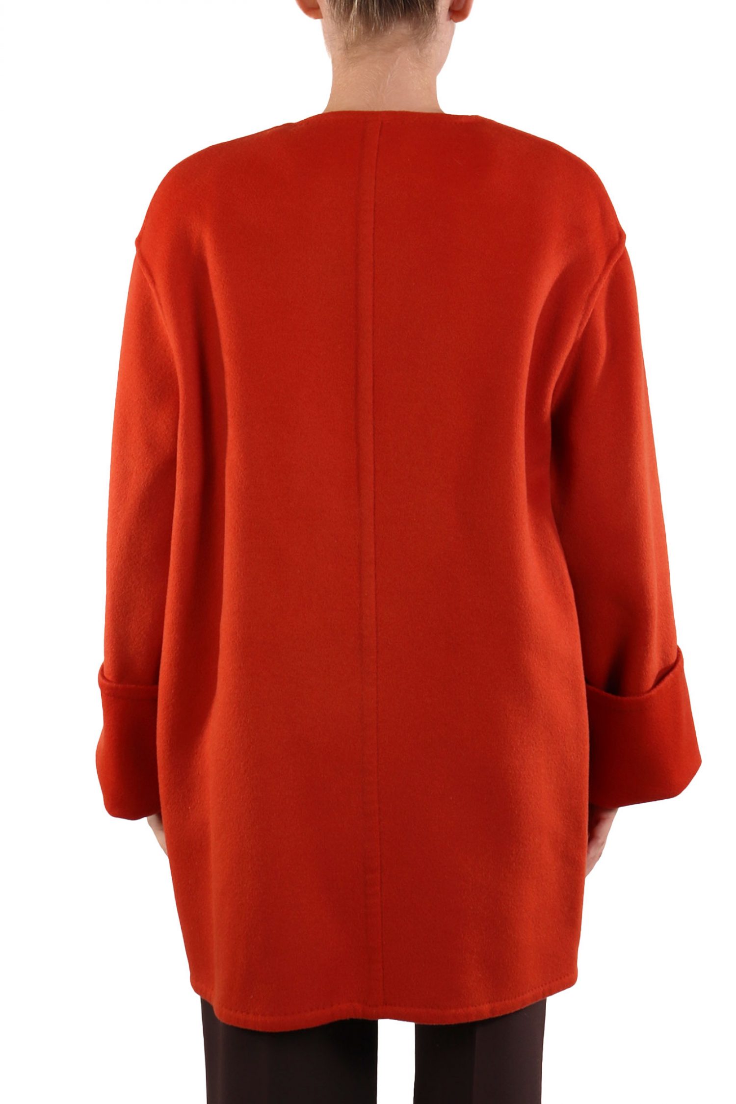 LIVIANA CONTI ΠΑΛΤΟ ΛΑΙΜΟΚΟΨΗ ΣΤΑΥΡΩΤΟ ΣΚΟΥΡΟ ΠΟΡΤΟΚΑΛΙ