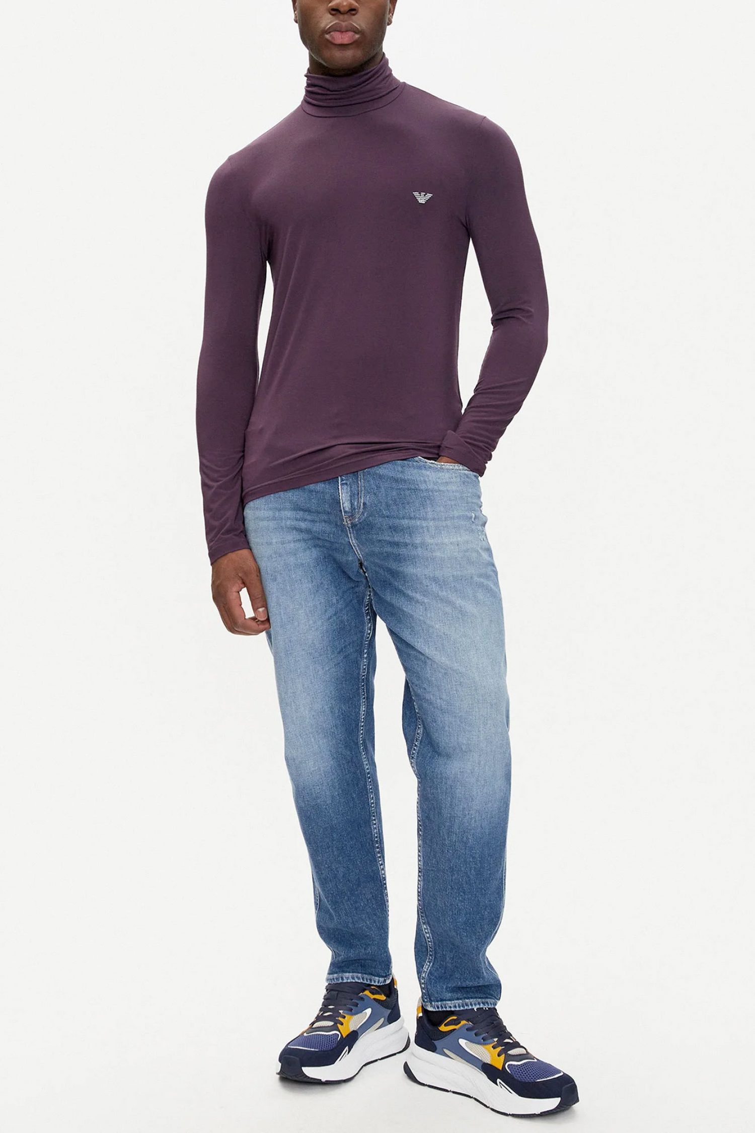 EMPORIO ARMANI T-SHIRT TURTLENECK ΕΣΩΡΟΥΧΟ LOGO ΜΩΒ φωτογραφία
