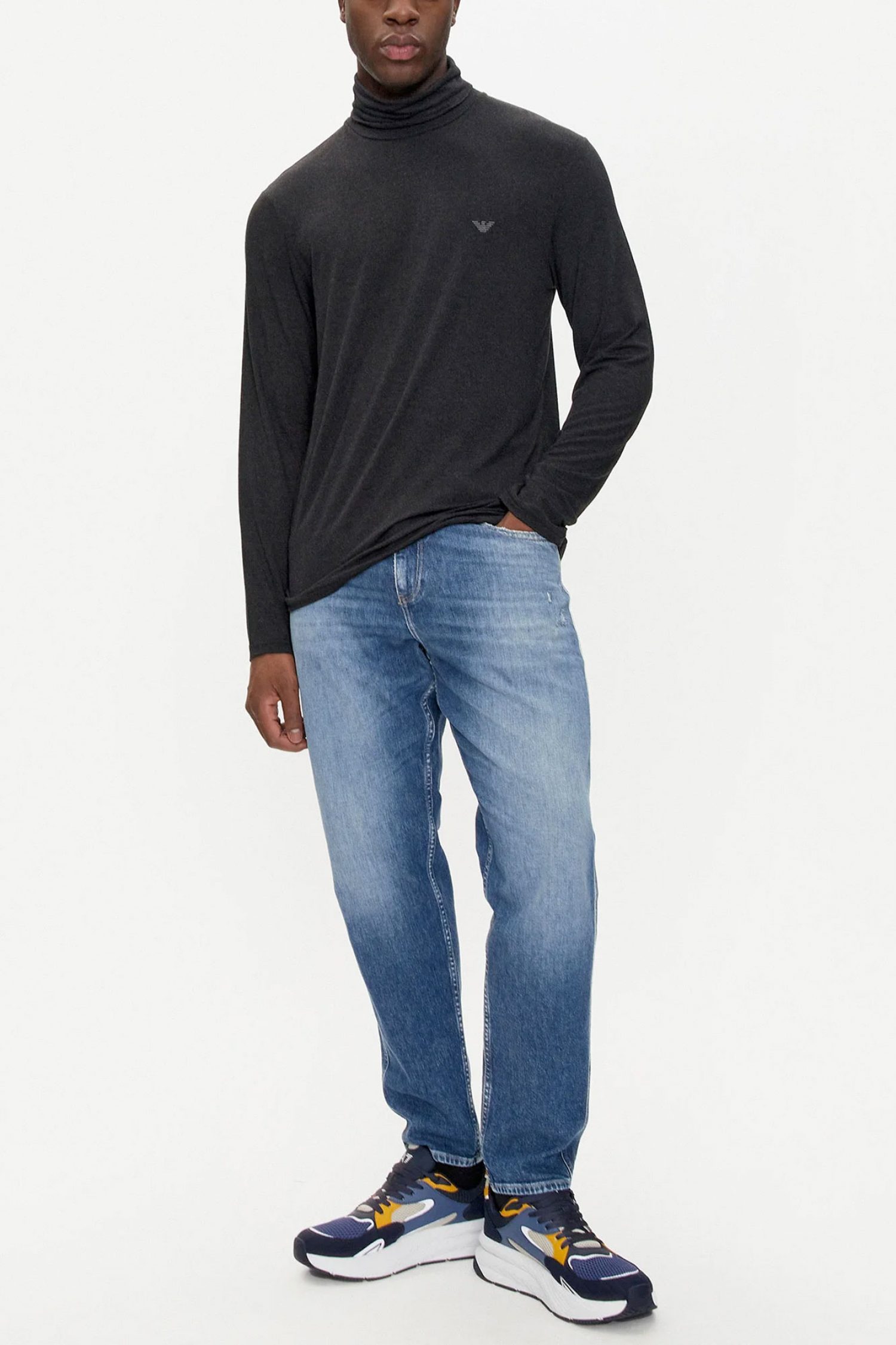 EMPORIO ARMANI T-SHIRT TURTLENECK LOGO ΑΝΘΡΑΚΙ φωτογραφία