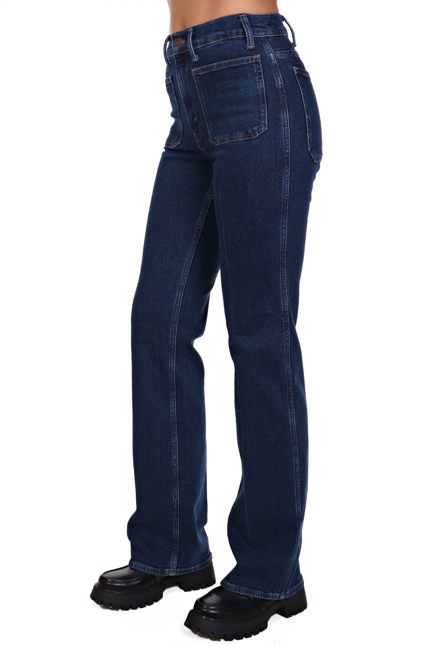 RALPH LAUREN ΠΑΝΤΕΛΟΝΙ JEANS FLARE ΨΗΛΟΜΕΣΟ ΤΣΕΠΕΣ ΜΠΡΟΣΤΑ ΣΚΟΥΡΟ ΜΠΛΕ φωτογραφία