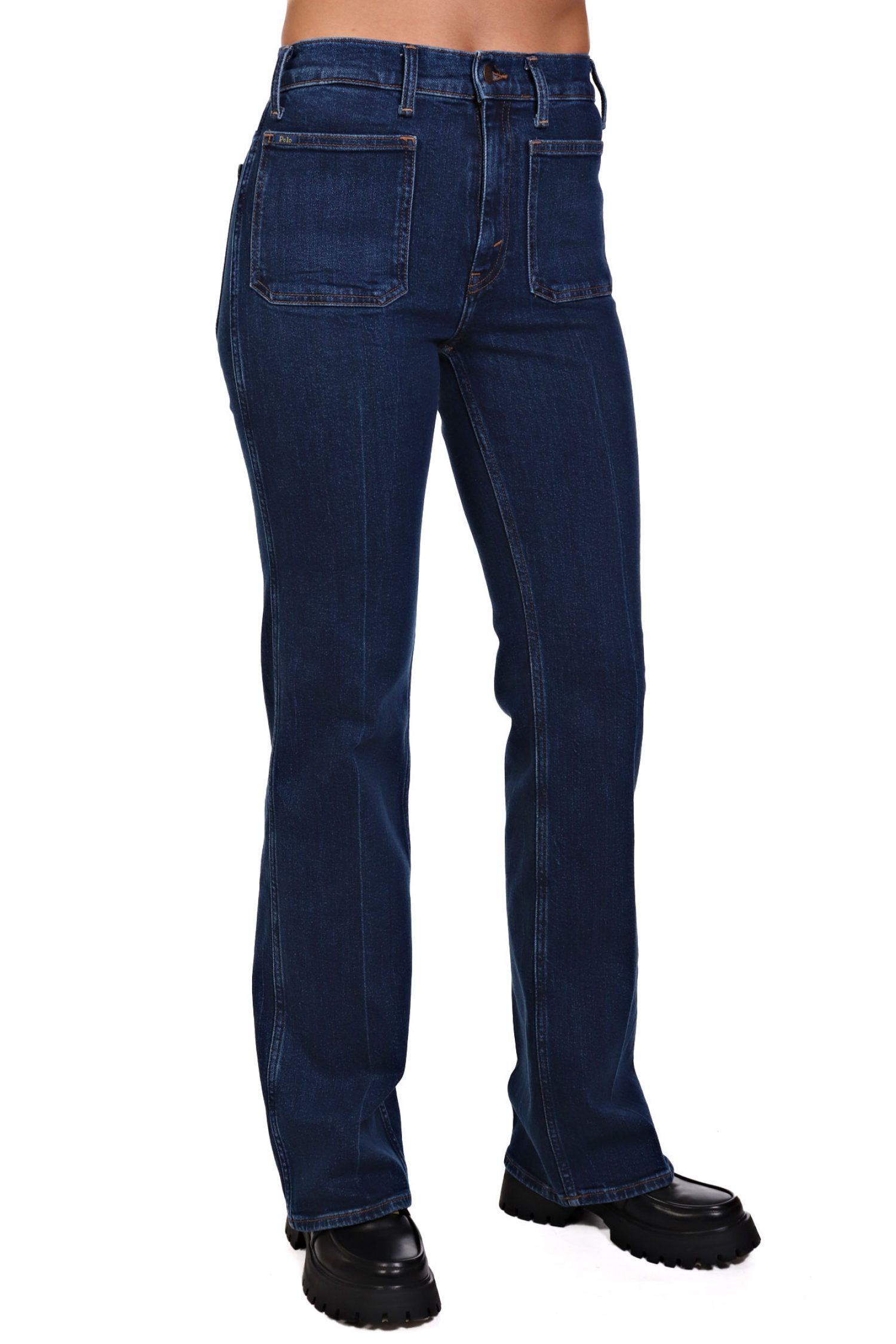 RALPH LAUREN ΠΑΝΤΕΛΟΝΙ JEANS FLARE ΨΗΛΟΜΕΣΟ ΤΣΕΠΕΣ ΜΠΡΟΣΤΑ ΣΚΟΥΡΟ ΜΠΛΕ φωτογραφία