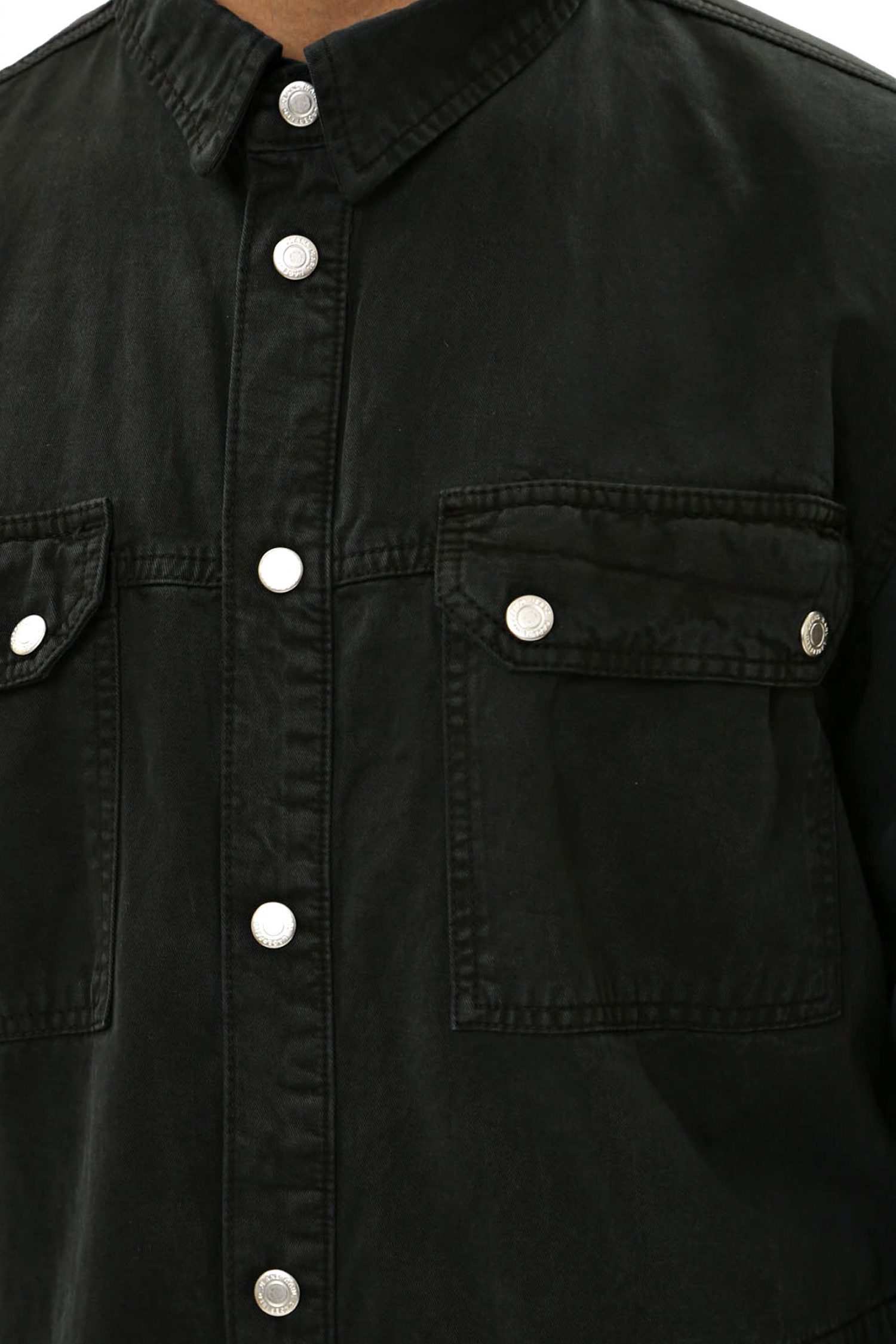 KARL LAGERFELD JEANS ΠΟΥΚΑΜΙΣΟ OVERSHIRT KLJ MIX MATERIAL ΜΑΥΡΟ φωτογραφία