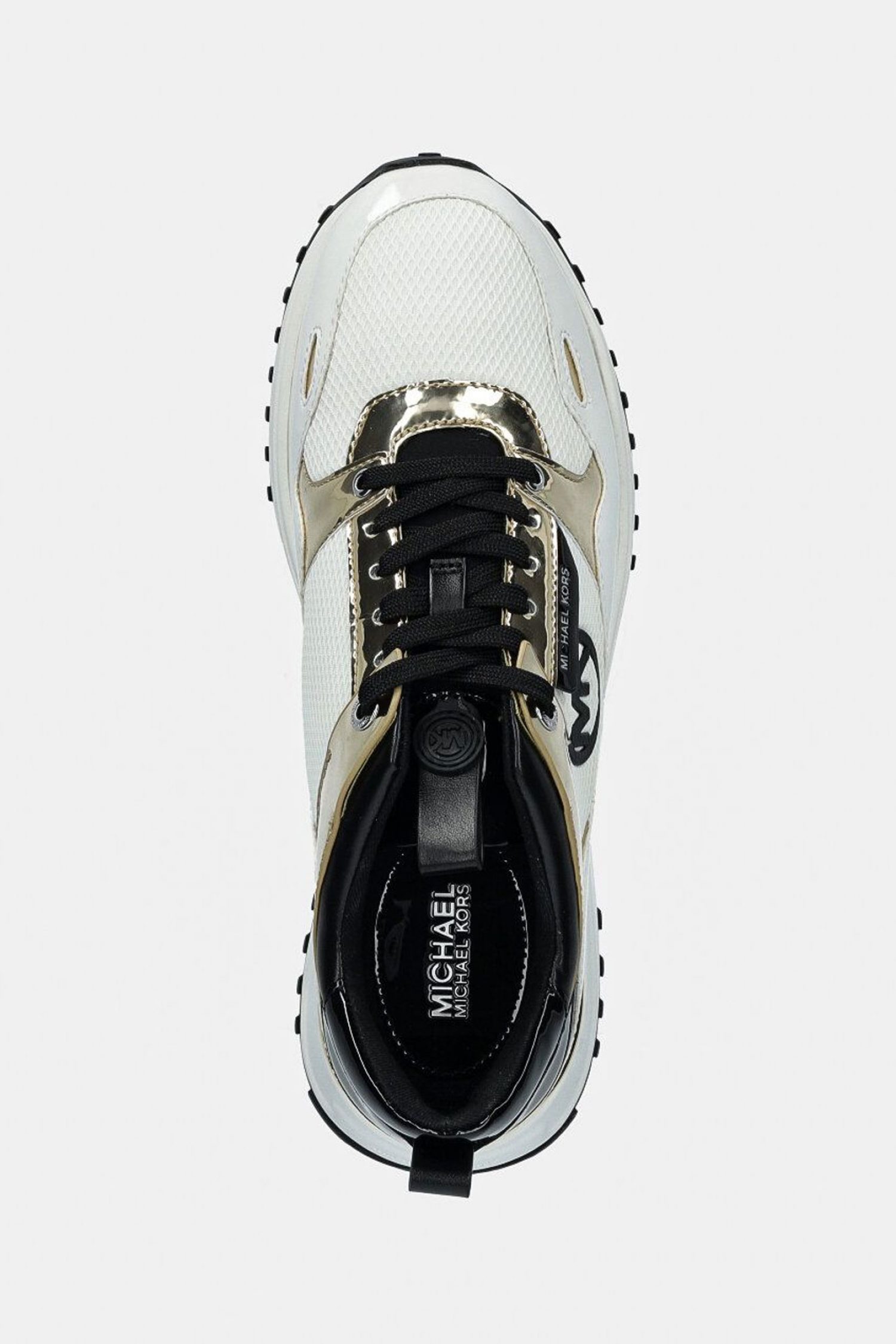 MICHAEL KORS ΠΑΠΟΥΤΣΙΑ SNEAKERS THEO TRAINER LOGO ΜΕΤΑΛΛΙΚΑ ΧΡΩΜΑΤΑ ΛΕΥΚΟ φωτογραφία