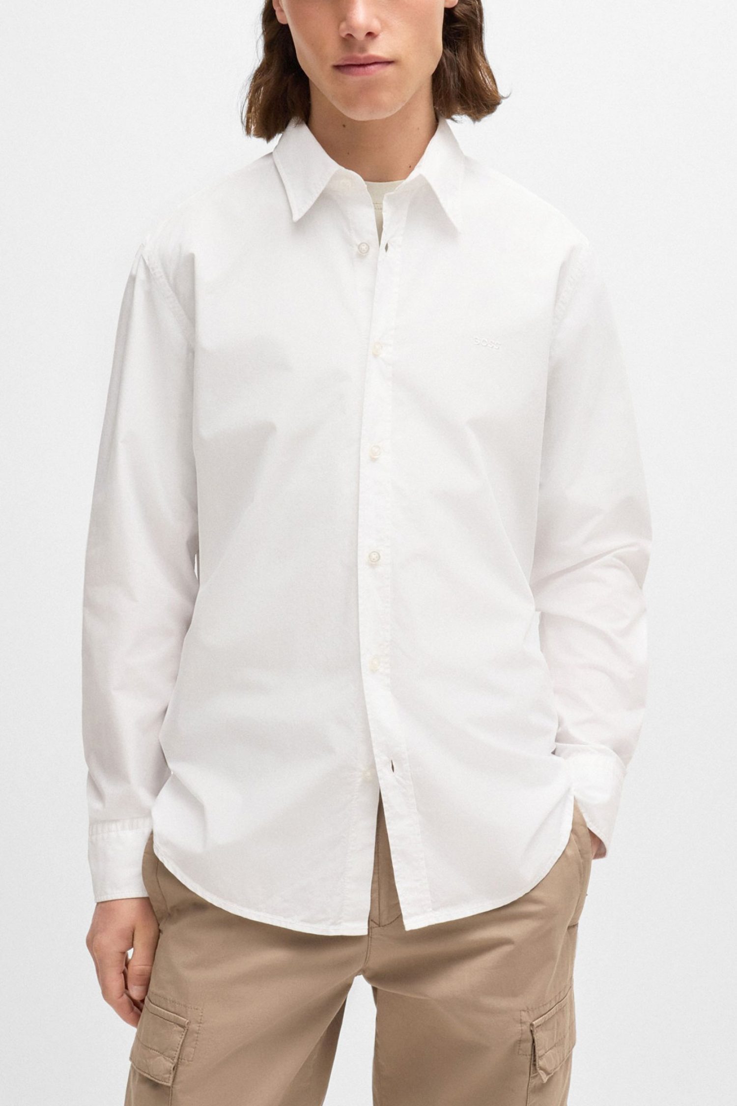 BOSS CASUAL ΠΟΥΚΑΜΙΣΟ REGULAR FIT RELEGANT 6 M ΛΕΥΚΟ