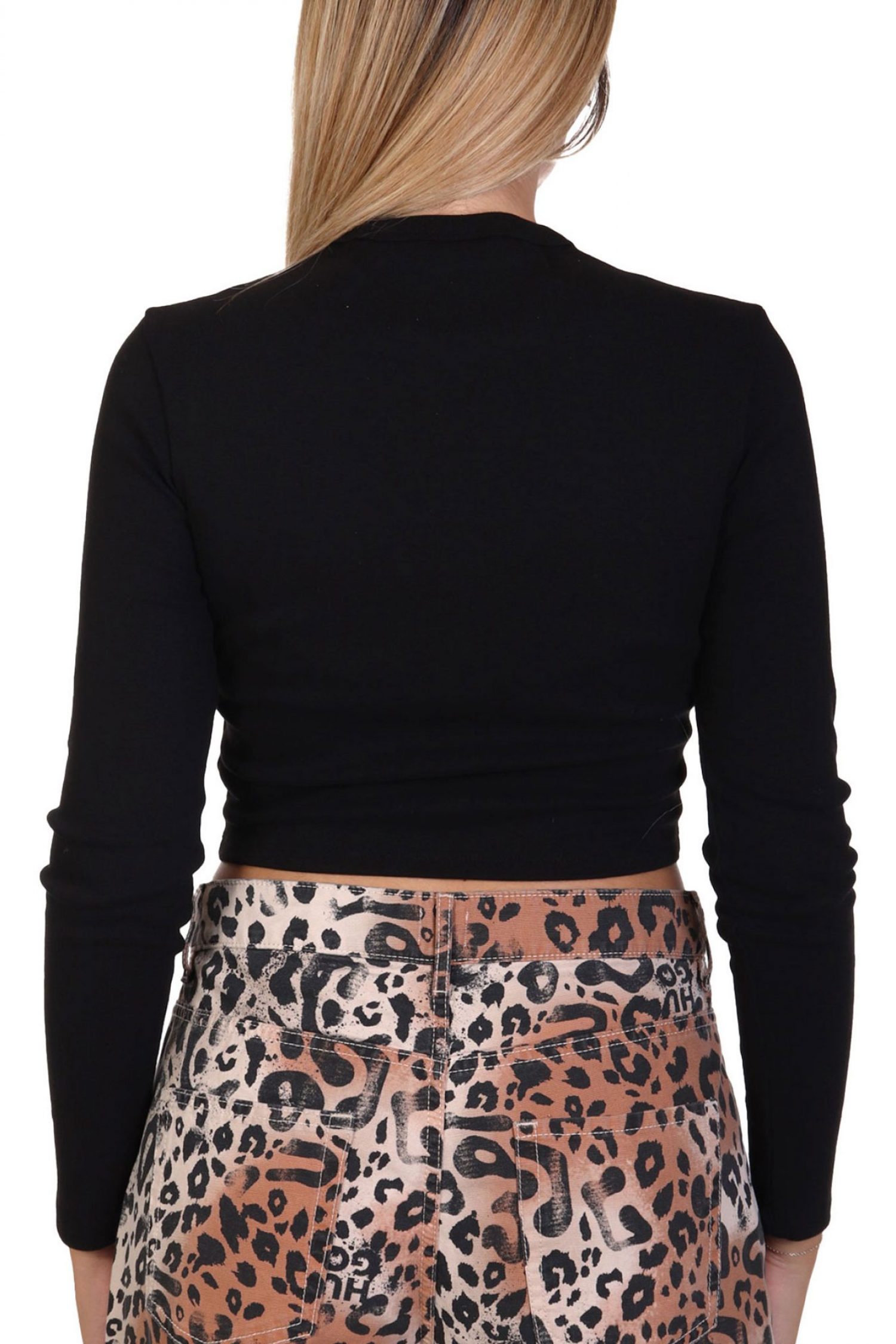 HUGO T-SHIRT CROPPED DAFILOMENA_3 LOGO ΜΑΥΡΟ