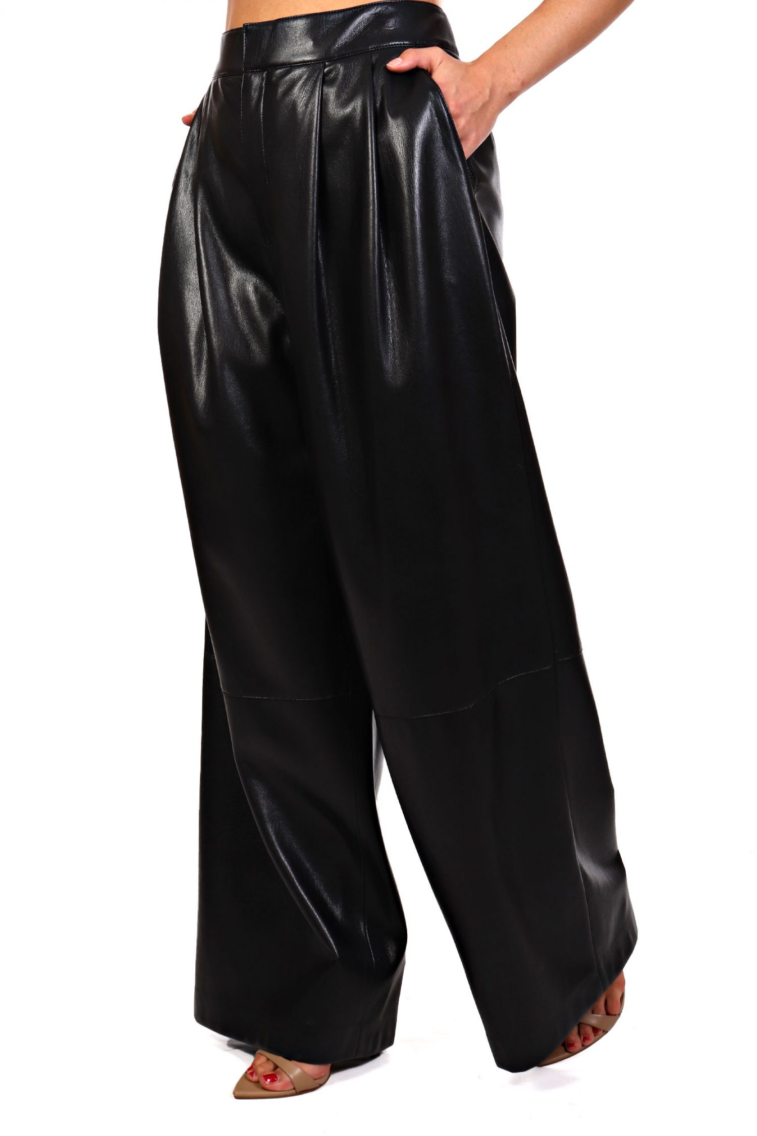 BOSS ΠΑΝΤΕΛΟΝΑ TADESA FAUX LEATHER ΠΙΕΤΕΣ ΜΑΥΡΟ φωτογραφία