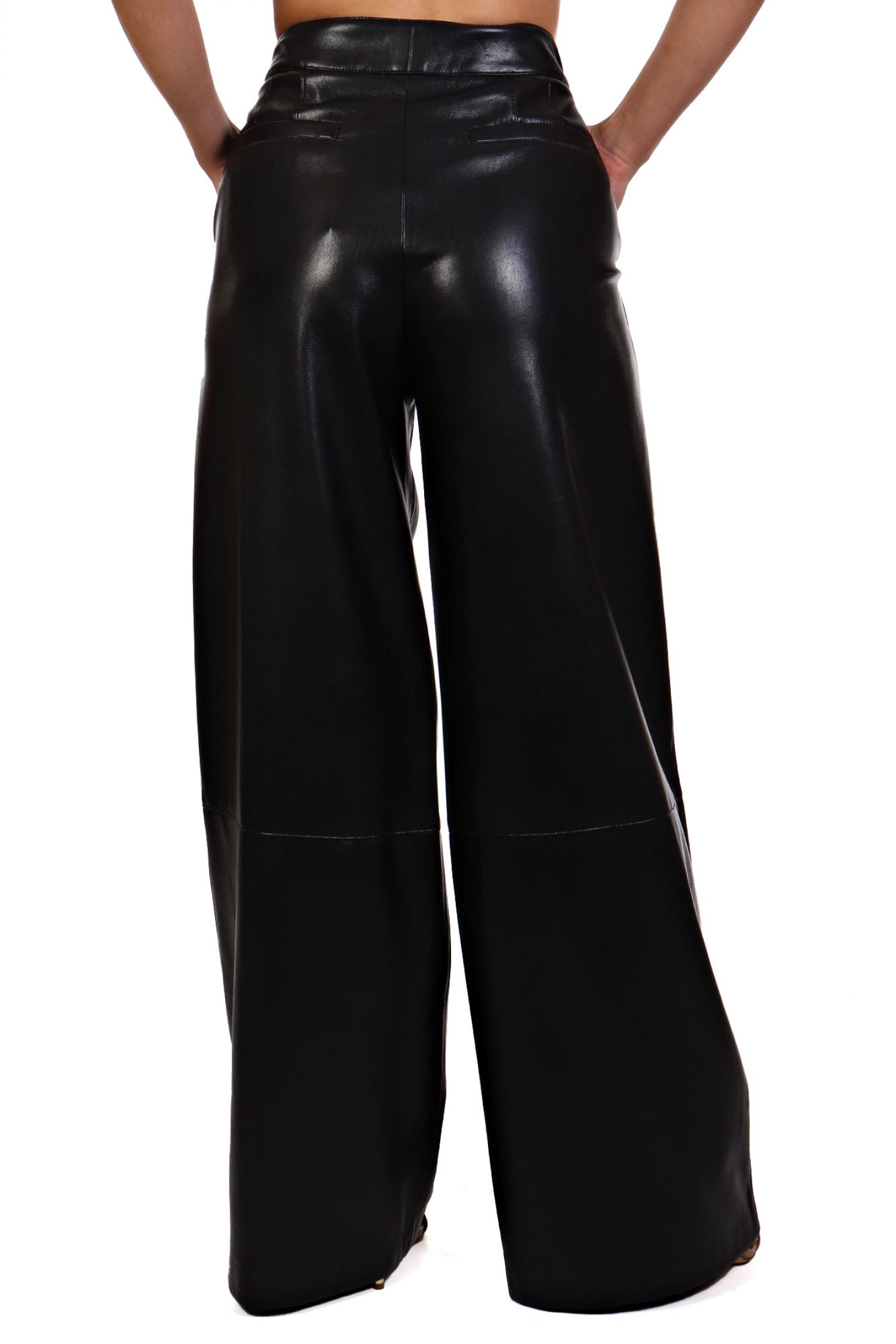 BOSS ΠΑΝΤΕΛΟΝΑ TADESA FAUX LEATHER ΠΙΕΤΕΣ ΜΑΥΡΟ φωτογραφία