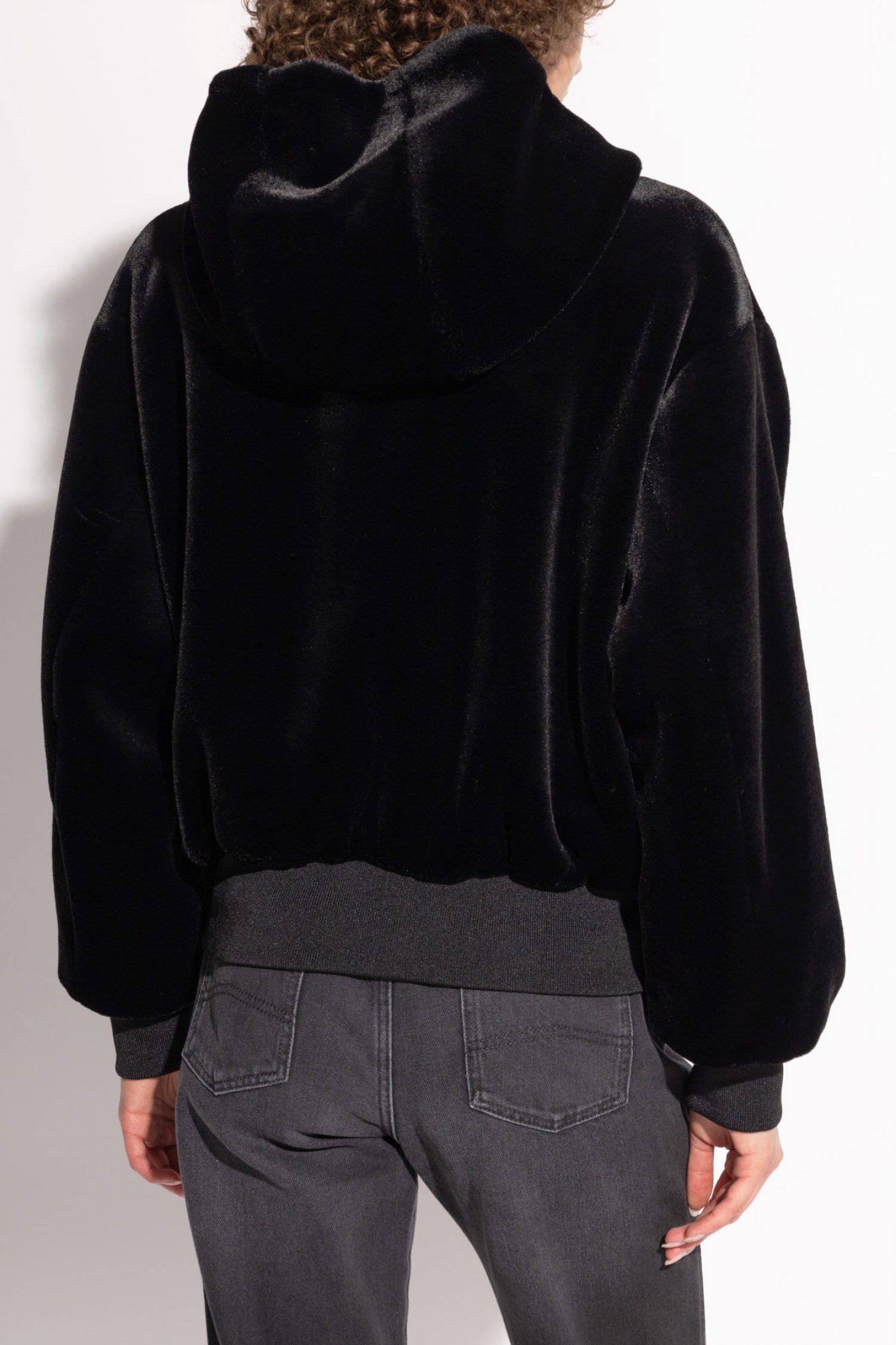 EMPORIO ARMANI ΜΠΟΥΦΑΝ BOMBER FAUX FUR ΔΙΠΛΗΣ ΟΨΕΩΣ ΜΗ ΑΠΟΣΠΩΜΕΝΗ ΚΟΥΚΟΥΛΑ ΜΑΥΡΟ