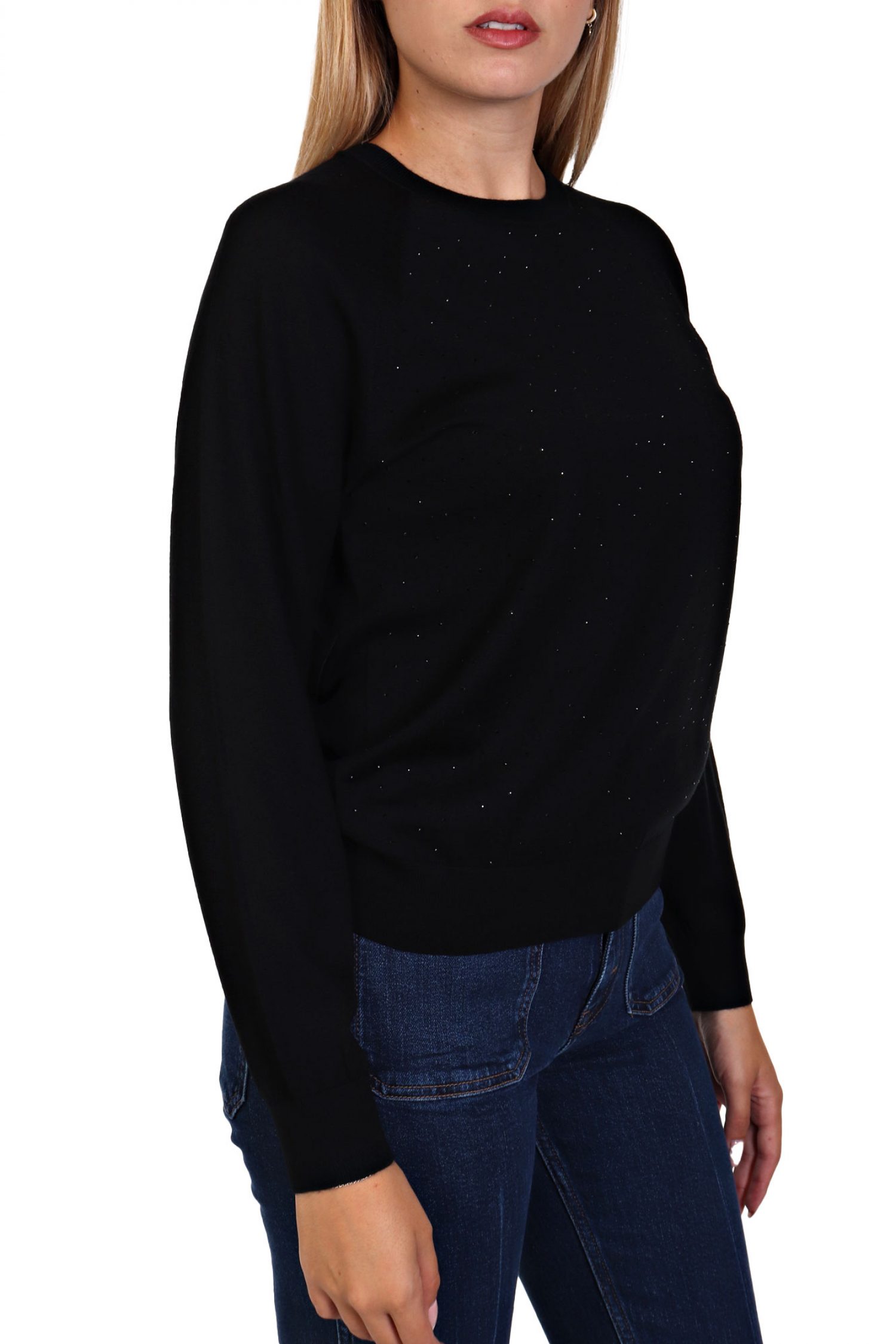 EMPORIO ARMANI ΜΠΛΟΥΖΑ ΛΑΙΜΟΚΟΨΗ STRASS ΜΑΥΡΟ φωτογραφία