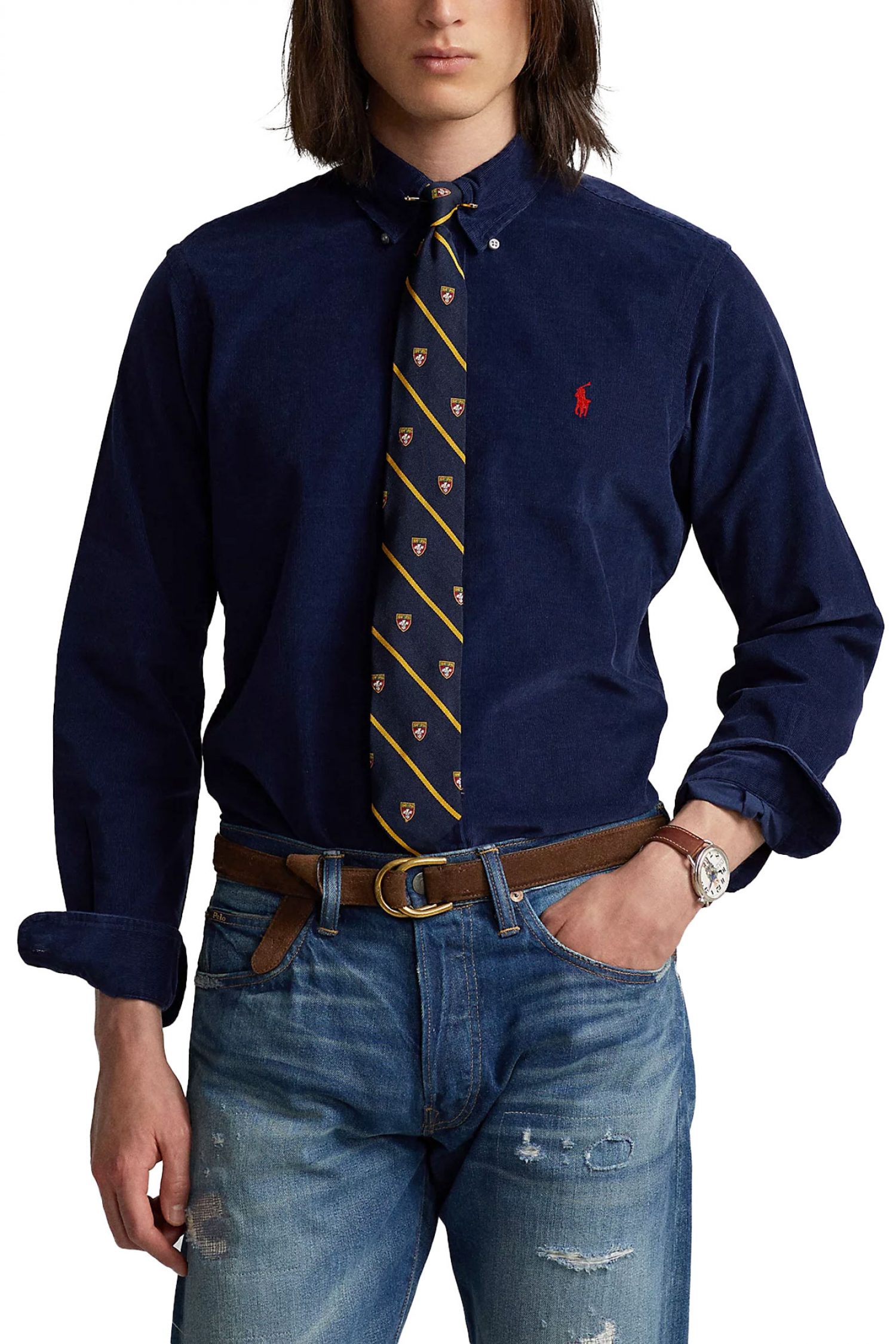 RALPH LAUREN ΠΟΥKΑΜΙΣΟ ΚΟΤΛΕ CUSTOM FIT LOGO ΜΠΛΕ φωτογραφία