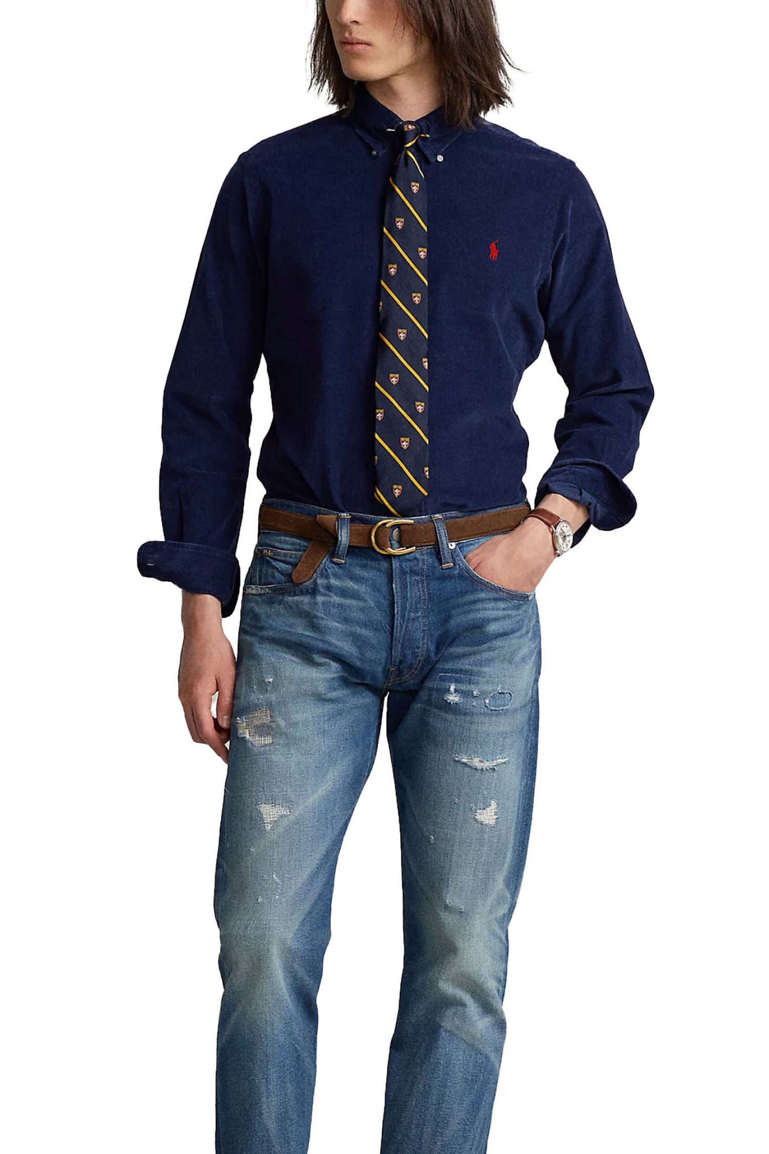 RALPH LAUREN ΠΟΥKΑΜΙΣΟ ΚΟΤΛΕ CUSTOM FIT LOGO ΜΠΛΕ φωτογραφία