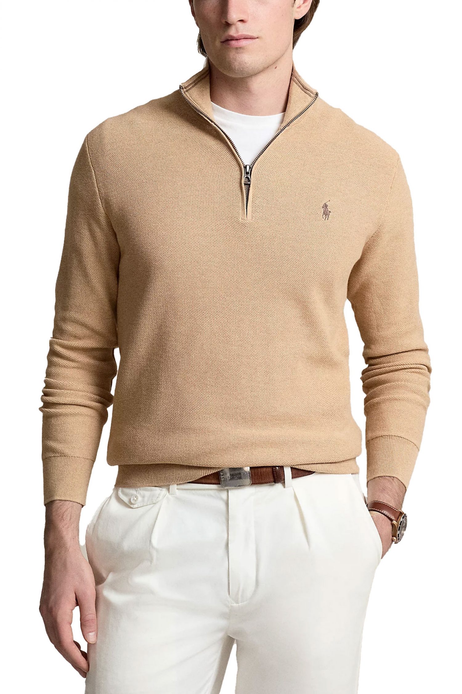 RALPH LAUREN ΑΝΔΡΙΚΟ ΠΛΕΚΤΟ HALFZIP LOGO ΜΠΕΖ φωτογραφία