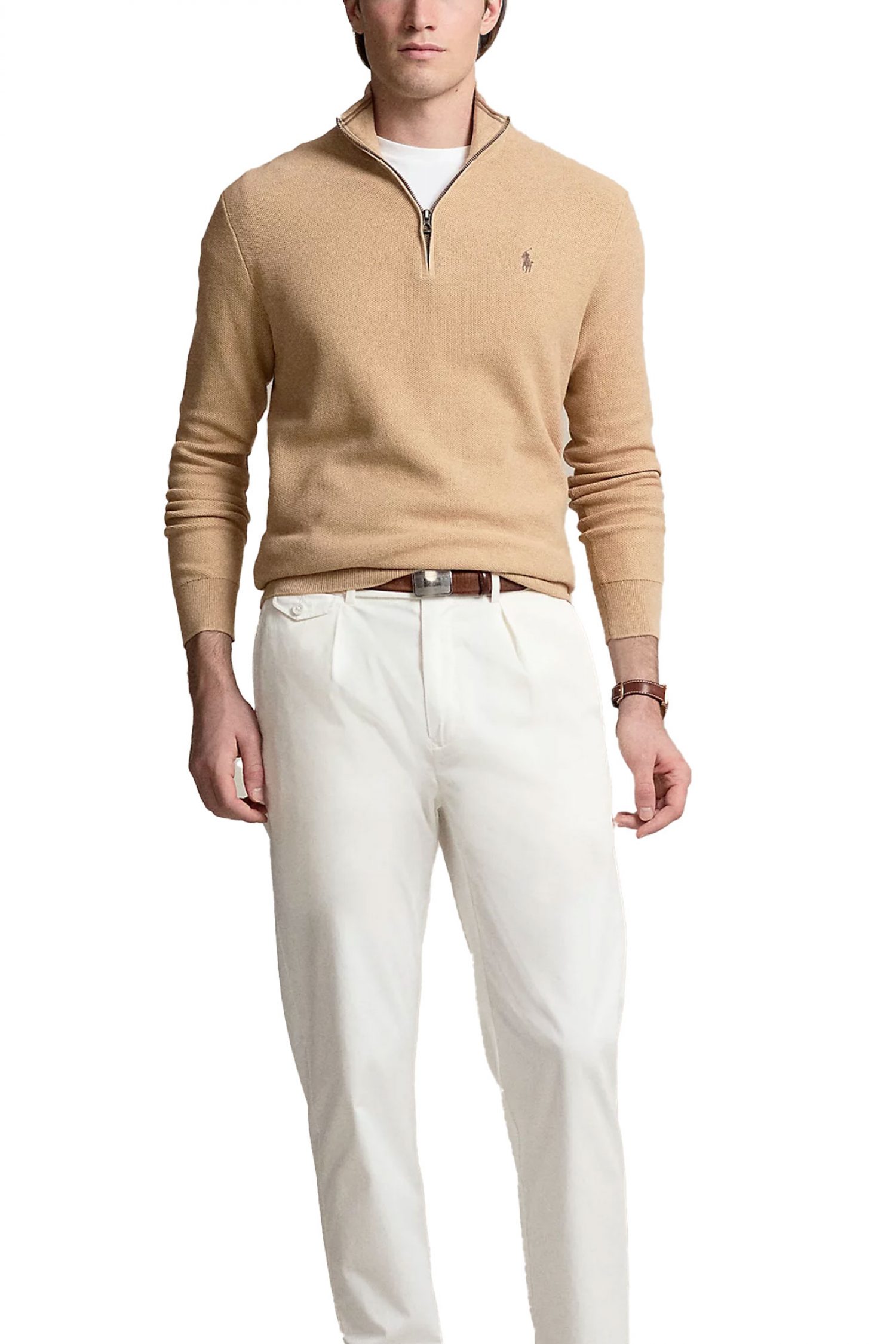 RALPH LAUREN ΑΝΔΡΙΚΟ ΠΛΕΚΤΟ HALFZIP LOGO ΜΠΕΖ φωτογραφία