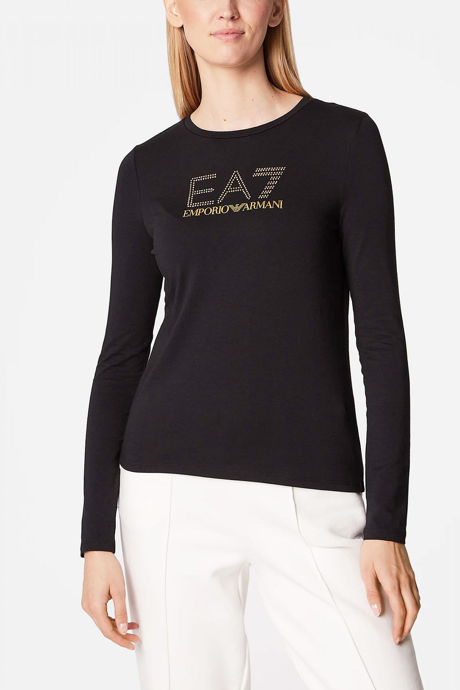 ARMANI 7 T-SHIRT LOGO STRASS ΜΑΥΡΟ