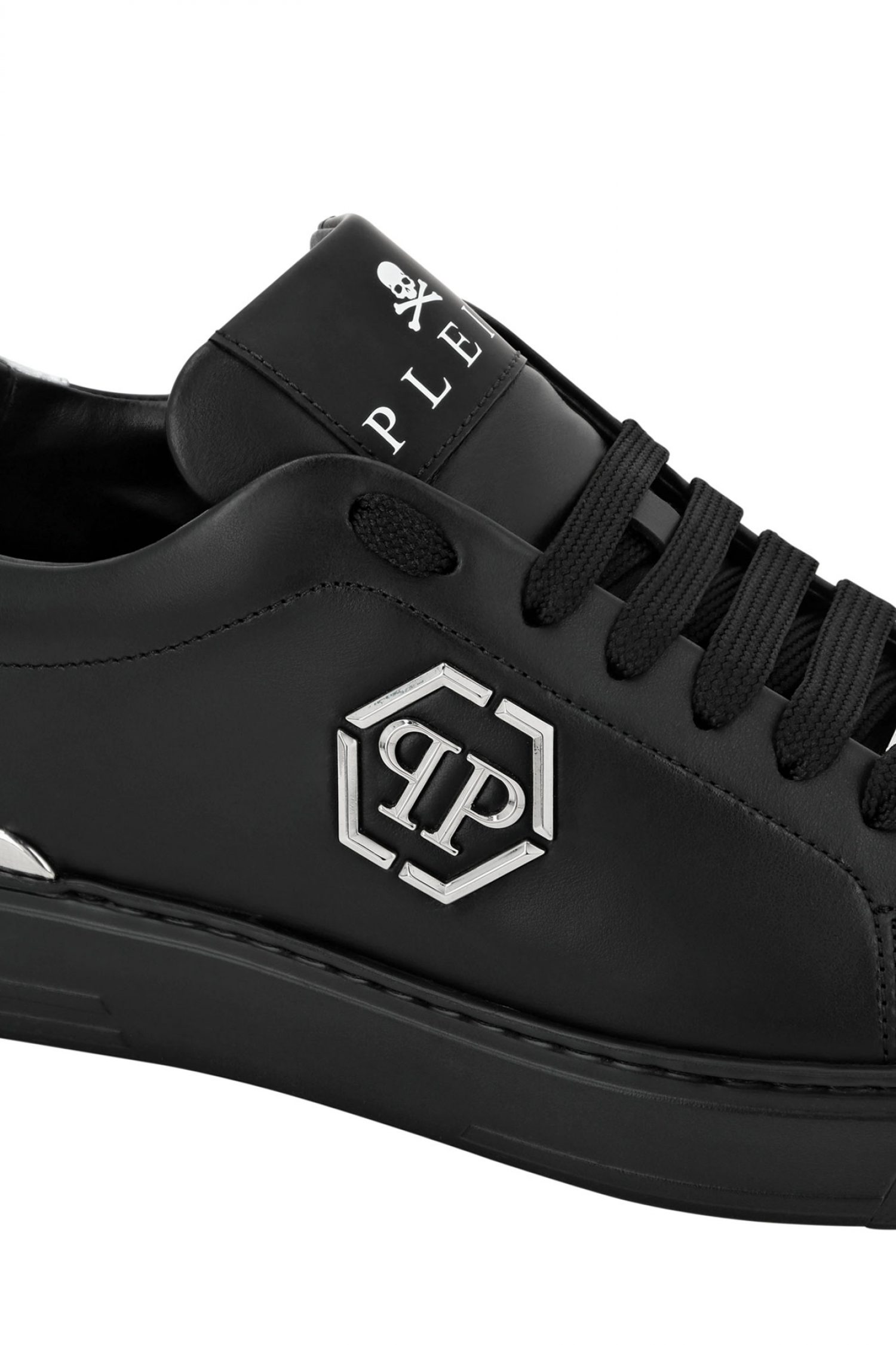 PHILIPP PLEIN ΠΑΠΟΥΤΣΙΑ SNEAKERS LO-TOP HEXAGON LOGO ΜΑΥΡΟ φωτογραφία