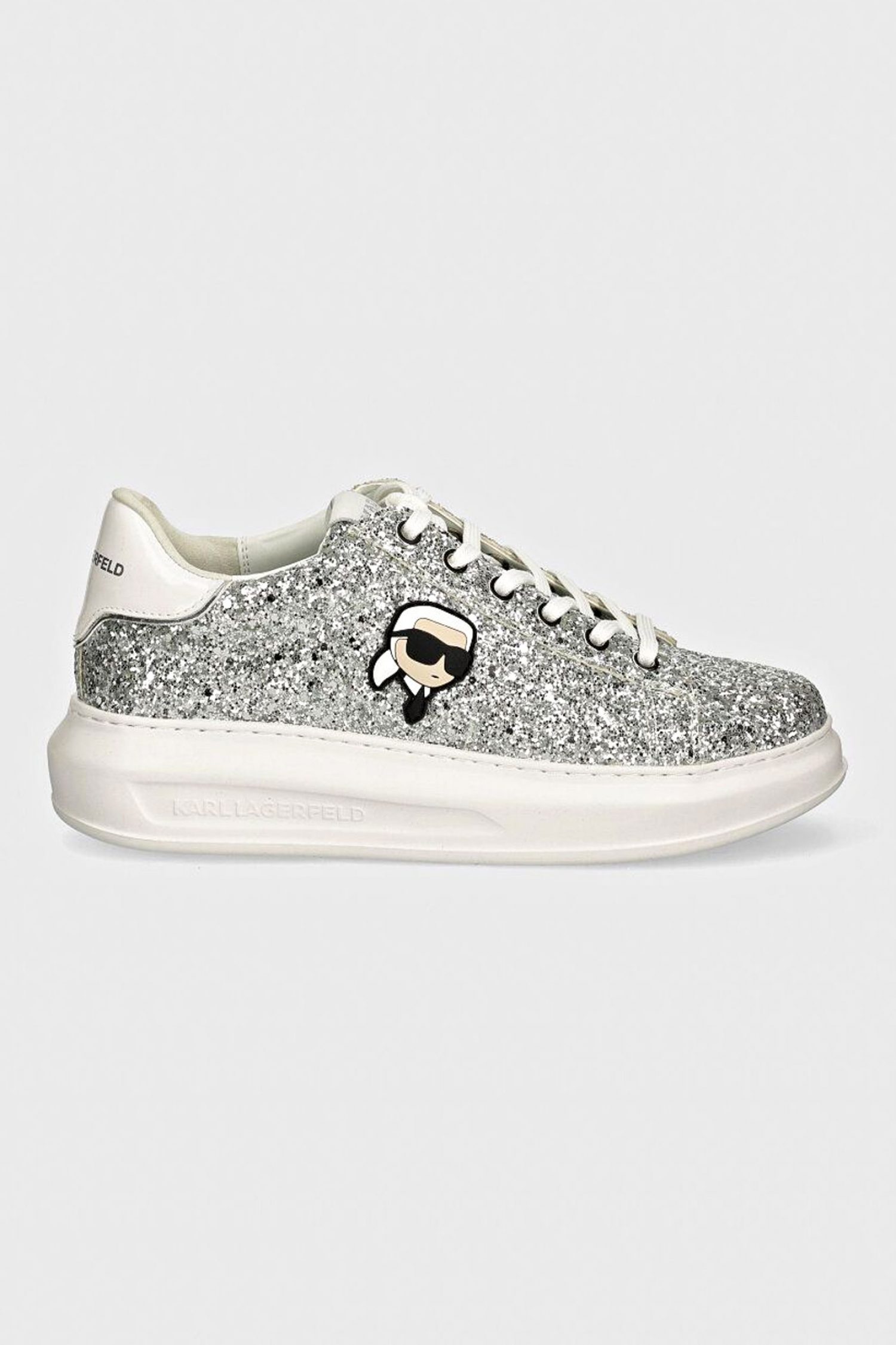 KARL LAGERFELD ΠΑΠΟΥΤΣΙΑ SNEAKERS NFT LO LACE ΜΕΤΑΛΛΙKO GLITTER LOGO ΑΣΗΜΙ φωτογραφία