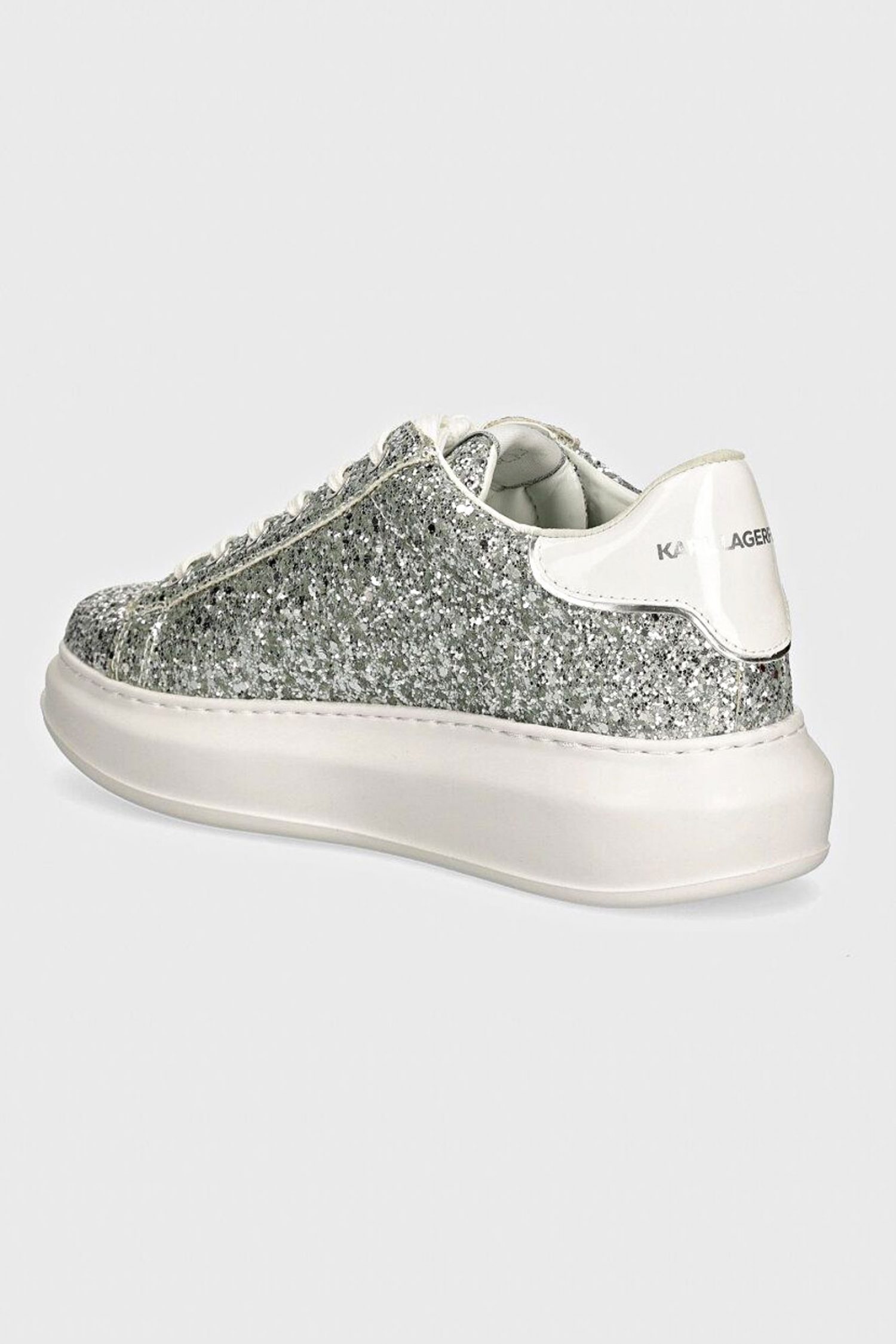 KARL LAGERFELD ΠΑΠΟΥΤΣΙΑ SNEAKERS NFT LO LACE ΜΕΤΑΛΛΙKO GLITTER LOGO ΑΣΗΜΙ φωτογραφία