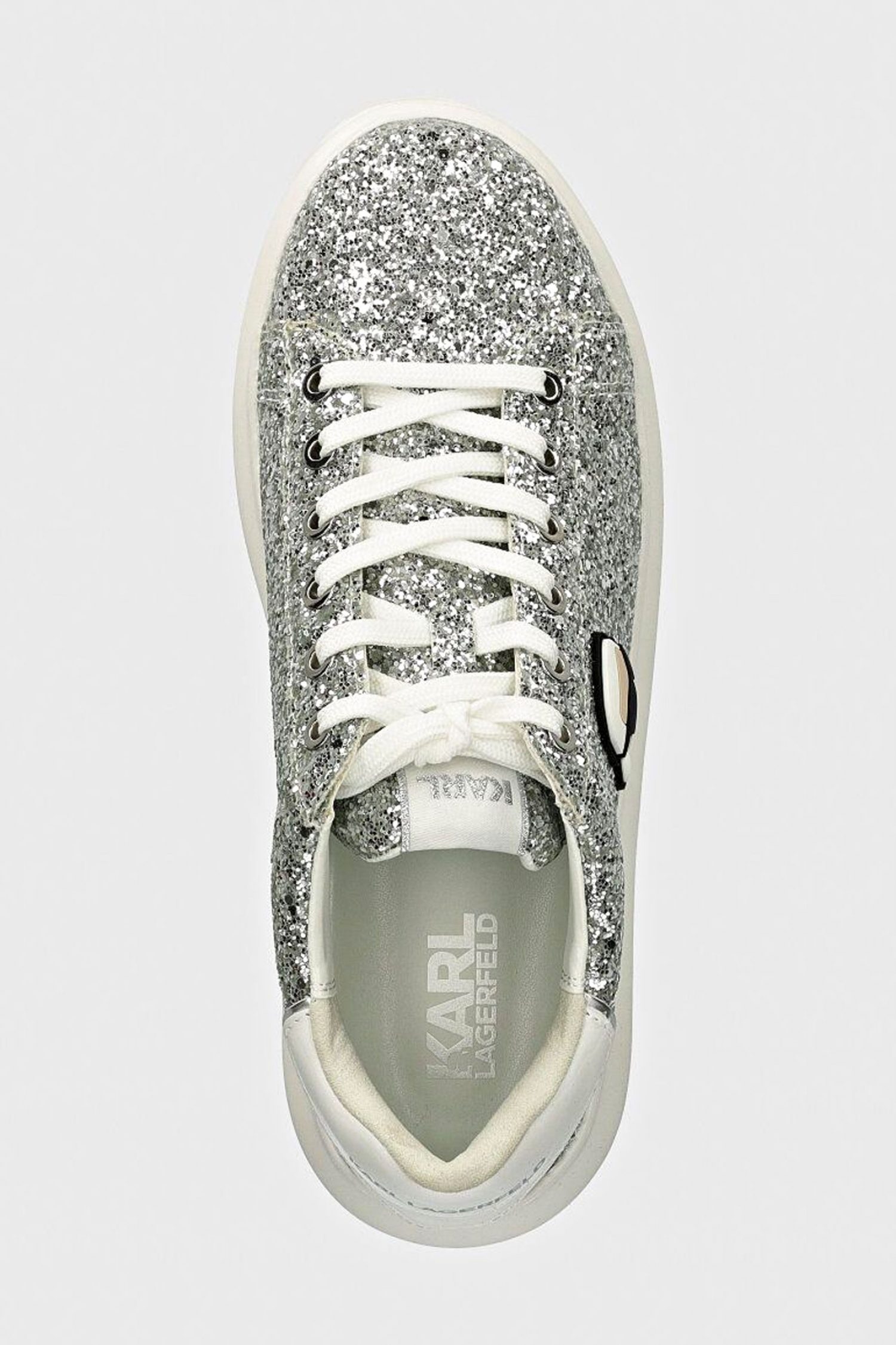KARL LAGERFELD ΠΑΠΟΥΤΣΙΑ SNEAKERS NFT LO LACE ΜΕΤΑΛΛΙKO GLITTER LOGO ΑΣΗΜΙ φωτογραφία