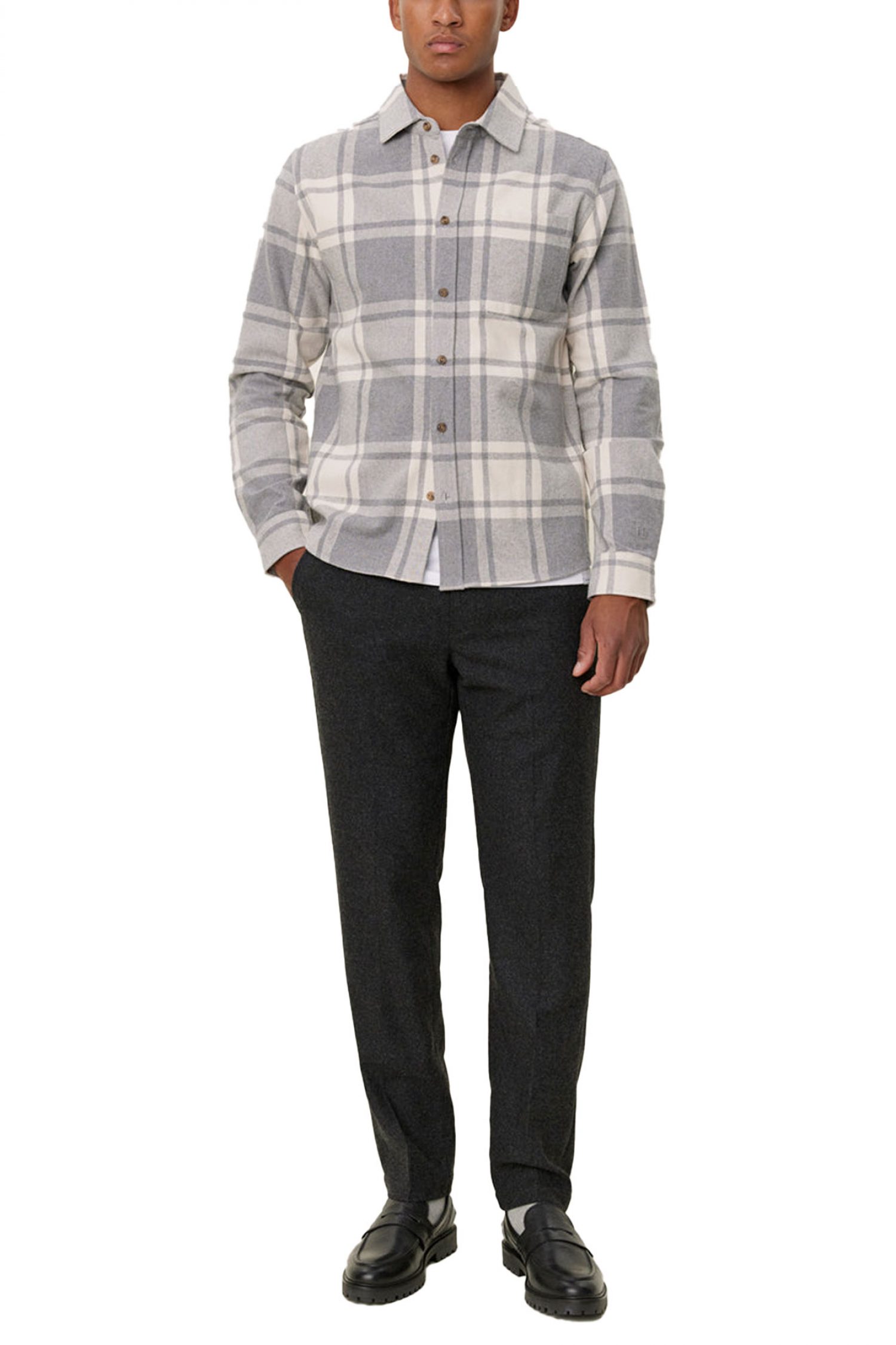 LES DEUX ΠΟΥΚΑΜΙΣΟ JEREMY FLANNEL ΓΚΡΙ-ΜΠΕΖ