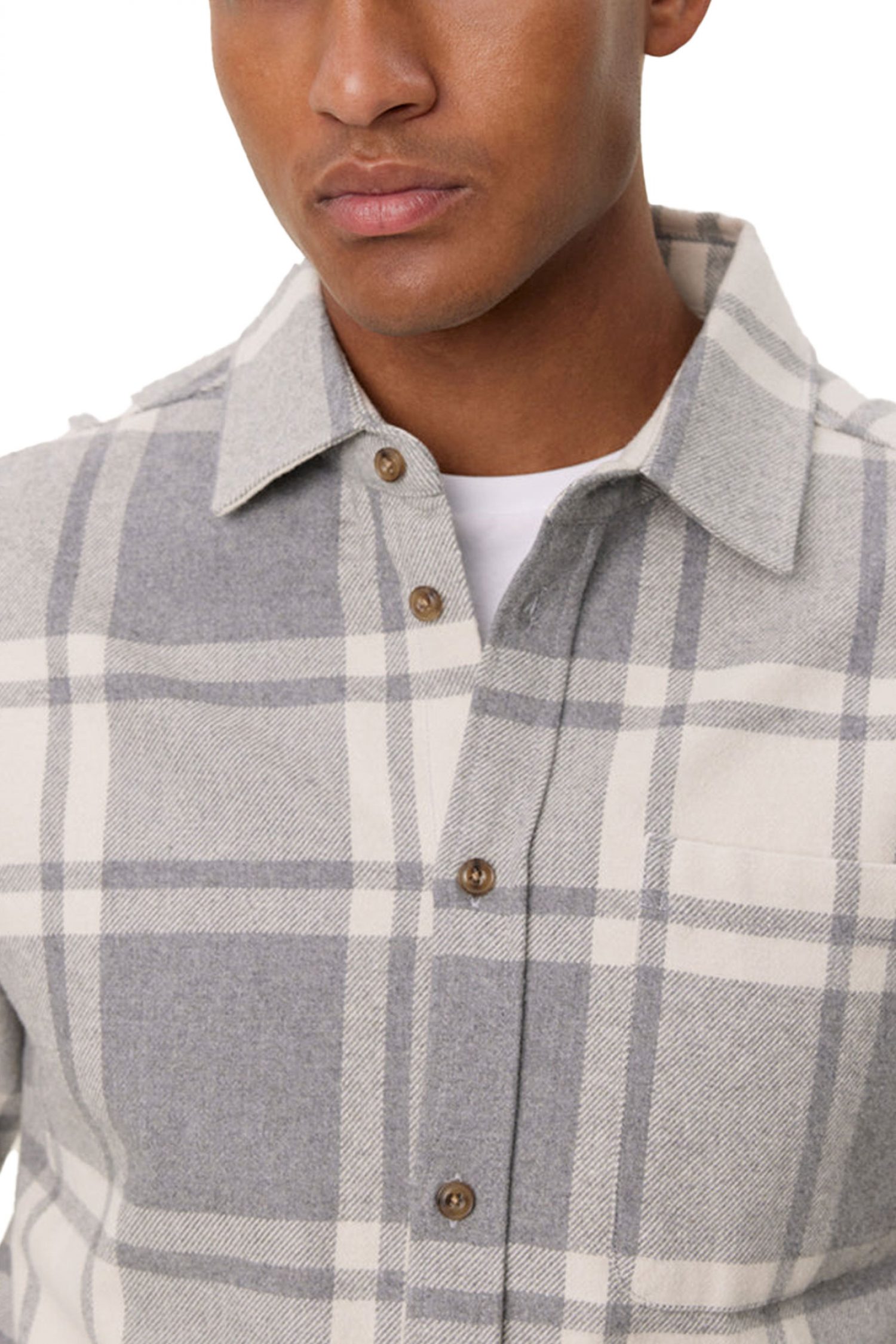 LES DEUX ΠΟΥΚΑΜΙΣΟ JEREMY FLANNEL ΓΚΡΙ-ΜΠΕΖ