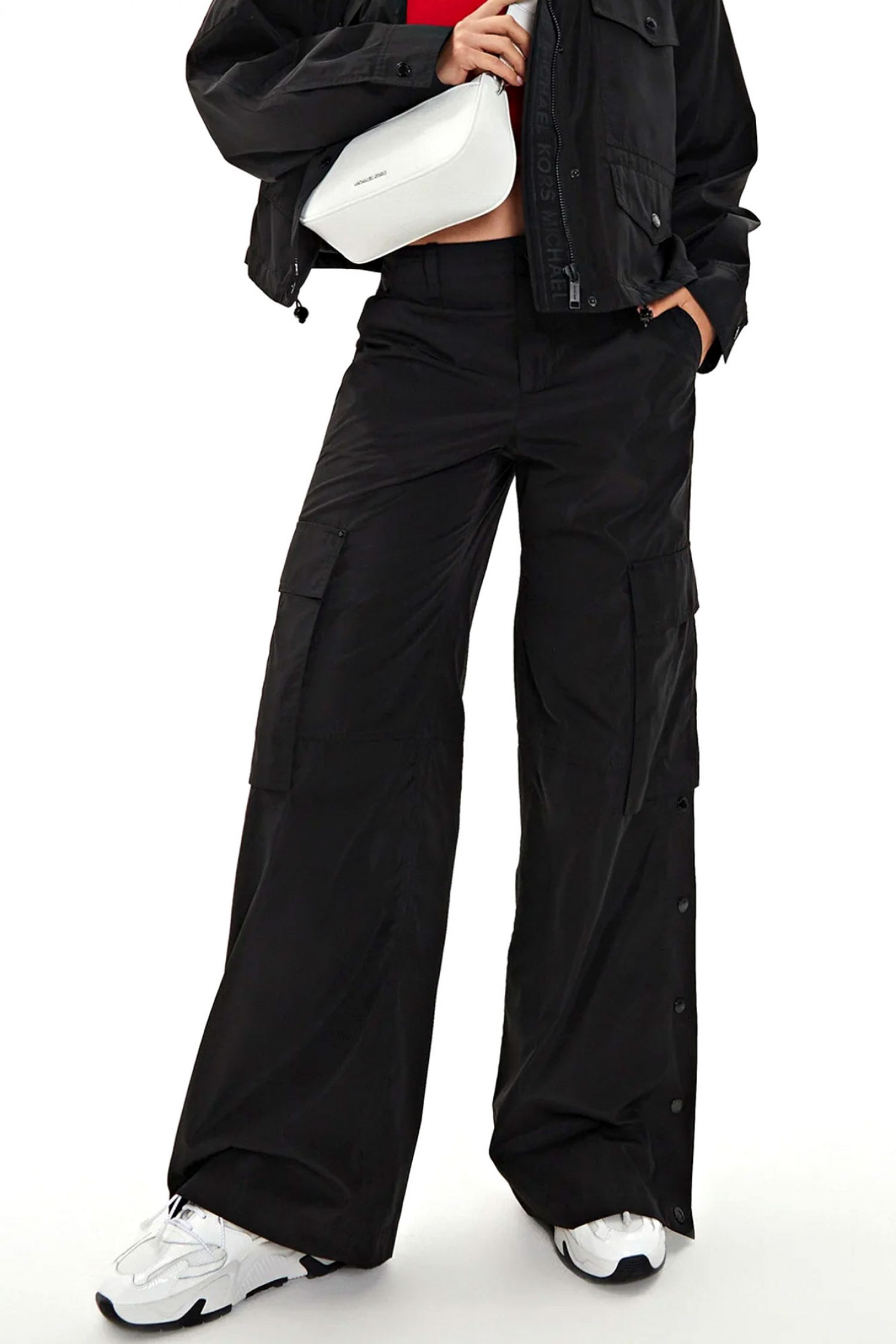 MICHAEL KORS ΠΑΝΤΕΛΟΝΙ OUTERWEAR WIDE CARGO ΑΔΙΑBROXO ΜΑΥΡΟ