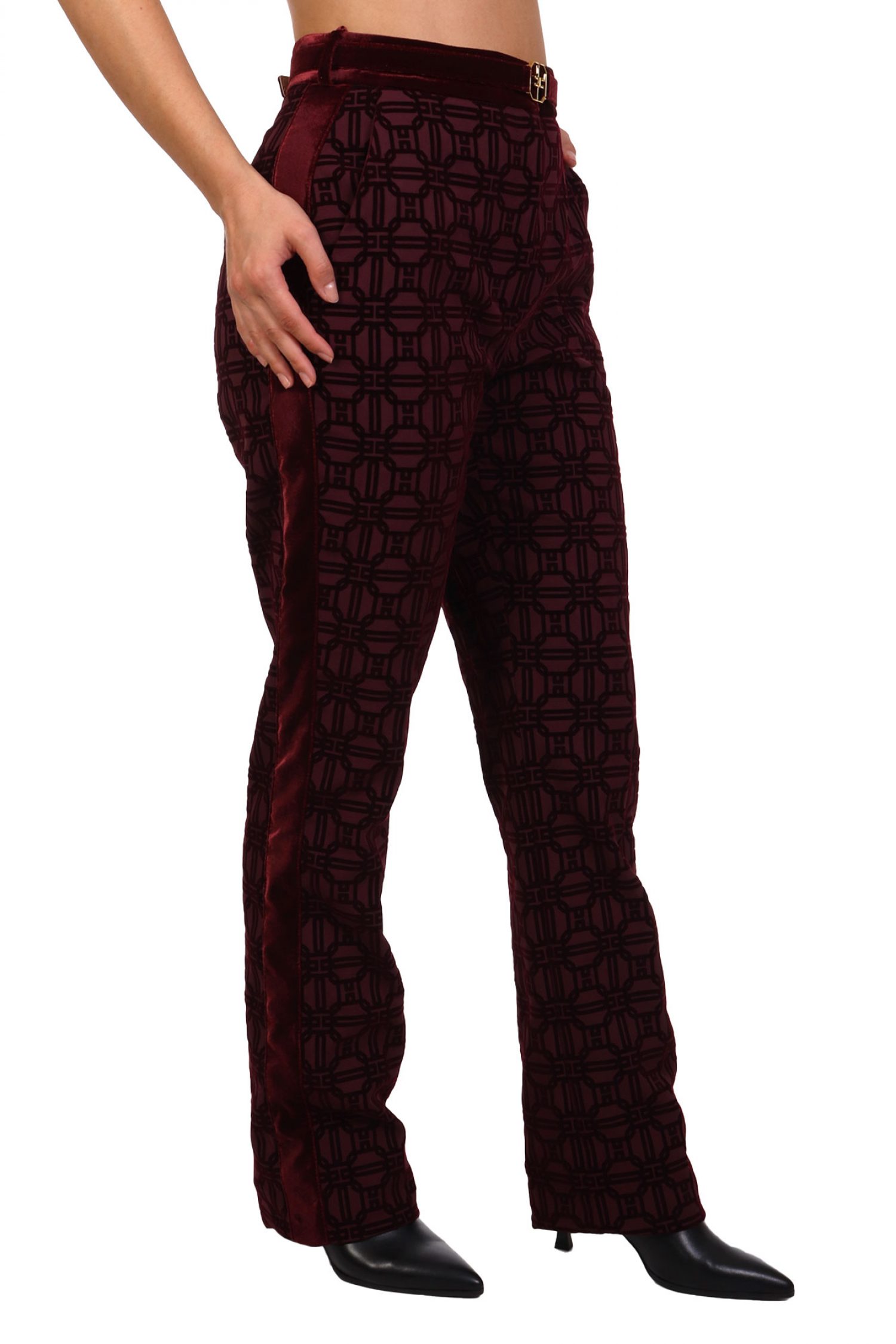 ELISABETTA FRANCHI ΠΑΝΤΕΛΟΝΙ REGULAR FIT ΑΝΑΓΛΥΦΟ ΣΧΕΔΙΟ ΜΠΟΡΝΤΩ