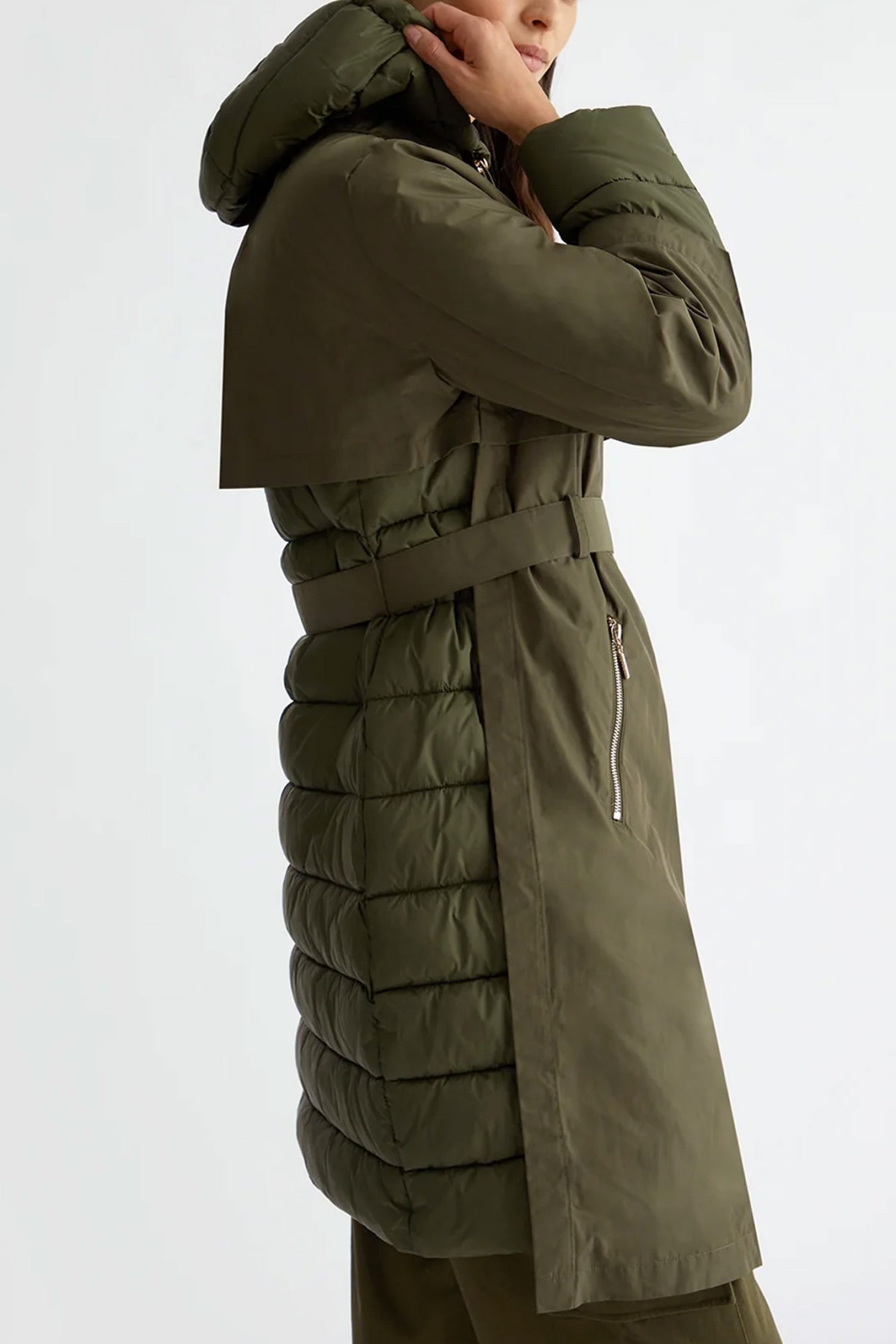 LIU JO ΜΠΟΥΦΑΝ ΦΟΥΣΚΩΤΟ ΑΠΟΣΠΩΜΕΝΟ ΠΑΡΚΑ ΜΑΚΡΥ ΧΑΚΙ φωτογραφία