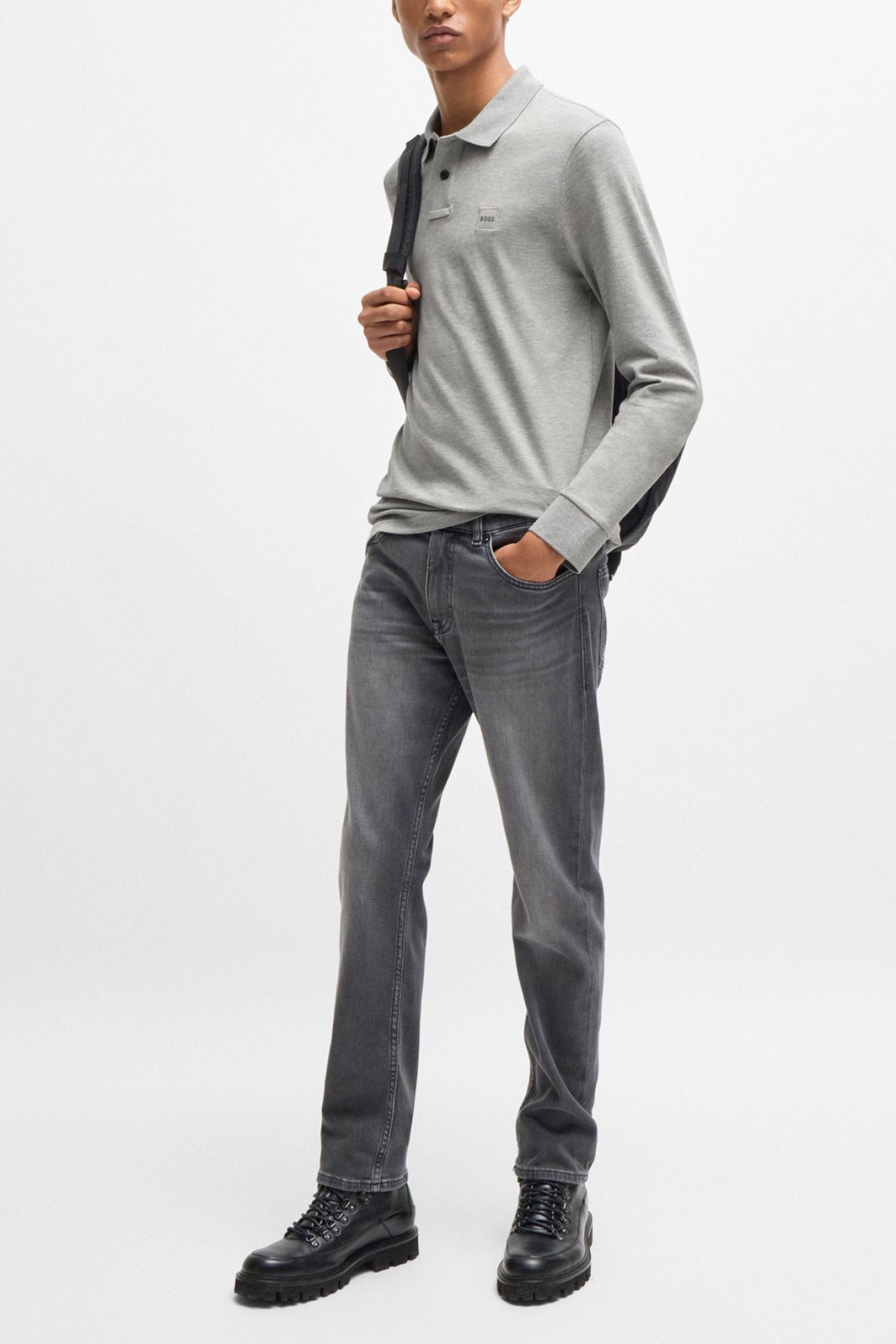 BOSS CASUAL POLO PASSERBY ΓΚΡΙ