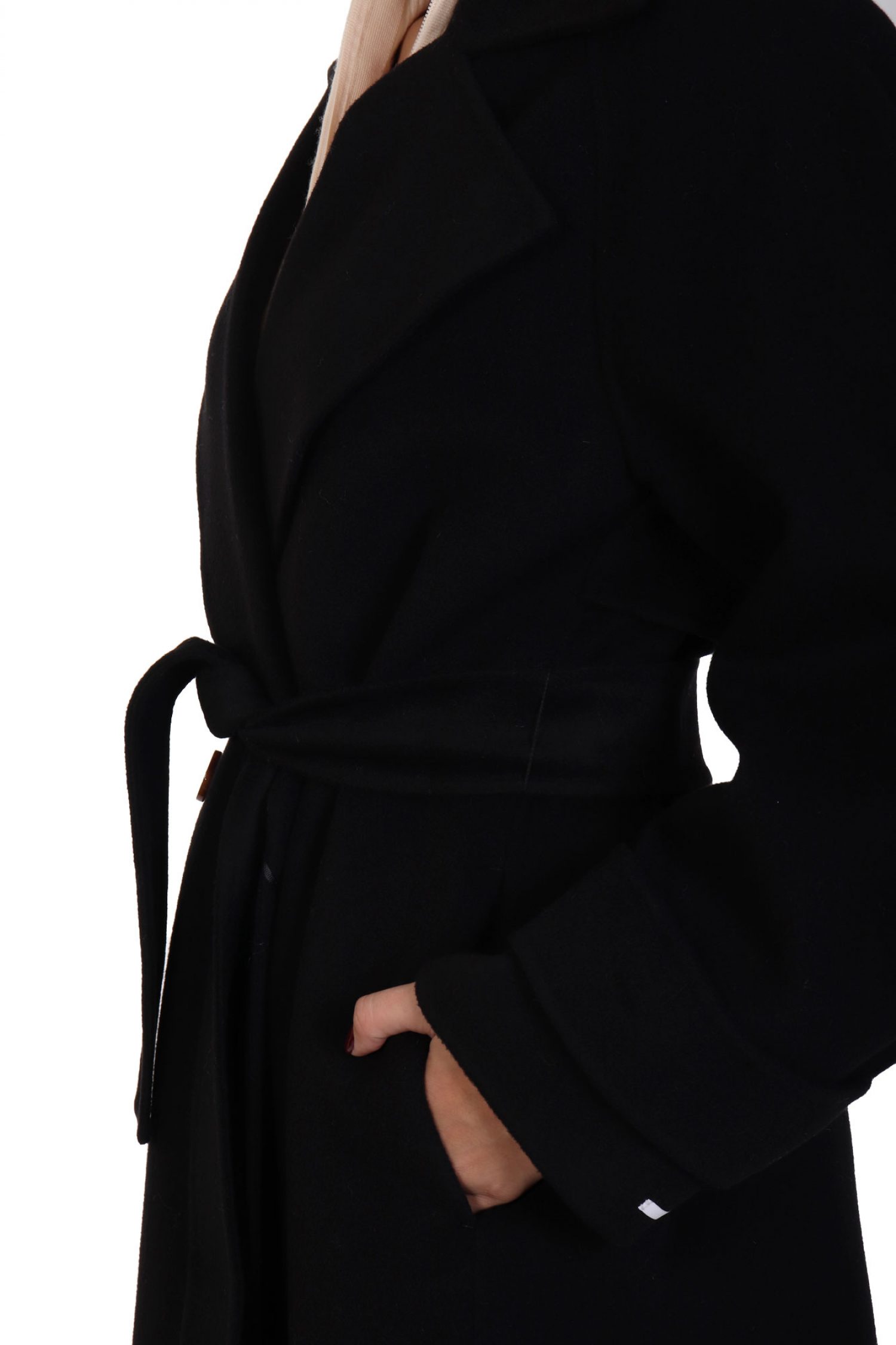 MARELLA ΠΑΛΤΟ ARLEY ΜΑΛΛΙΝΟ ΣΤΑΥΡΩΤΟ ΜΑΚΡΥ ΜΑΥΡΟ