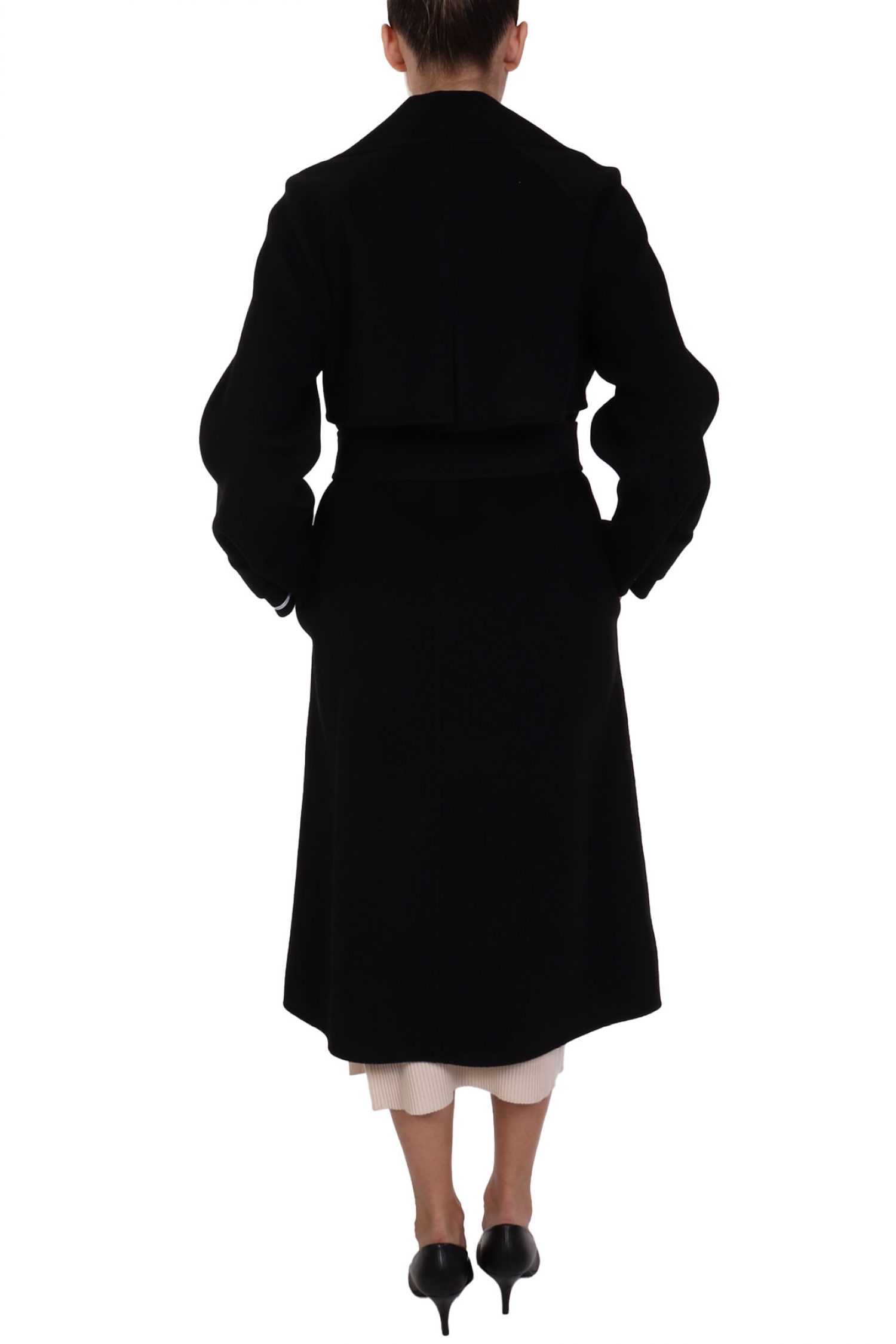 MARELLA ΠΑΛΤΟ ARLEY ΜΑΛΛΙΝΟ ΣΤΑΥΡΩΤΟ ΜΑΚΡΥ ΜΑΥΡΟ