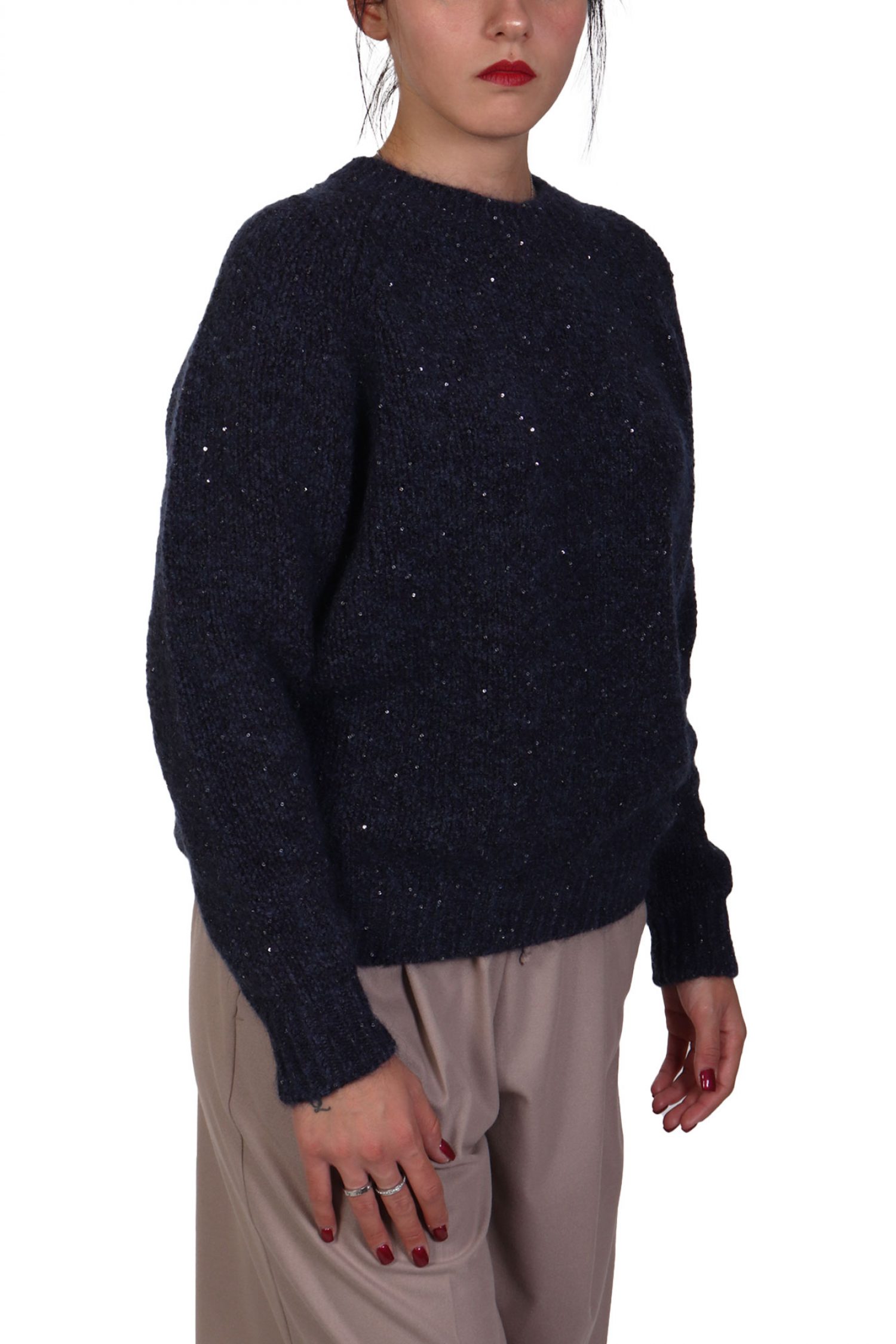 MARELLA MONOCHROME ΠΟΥΛΟΒΕΡ SAPRI ΣΚΟΥΡΟ ΜΠΛΕ