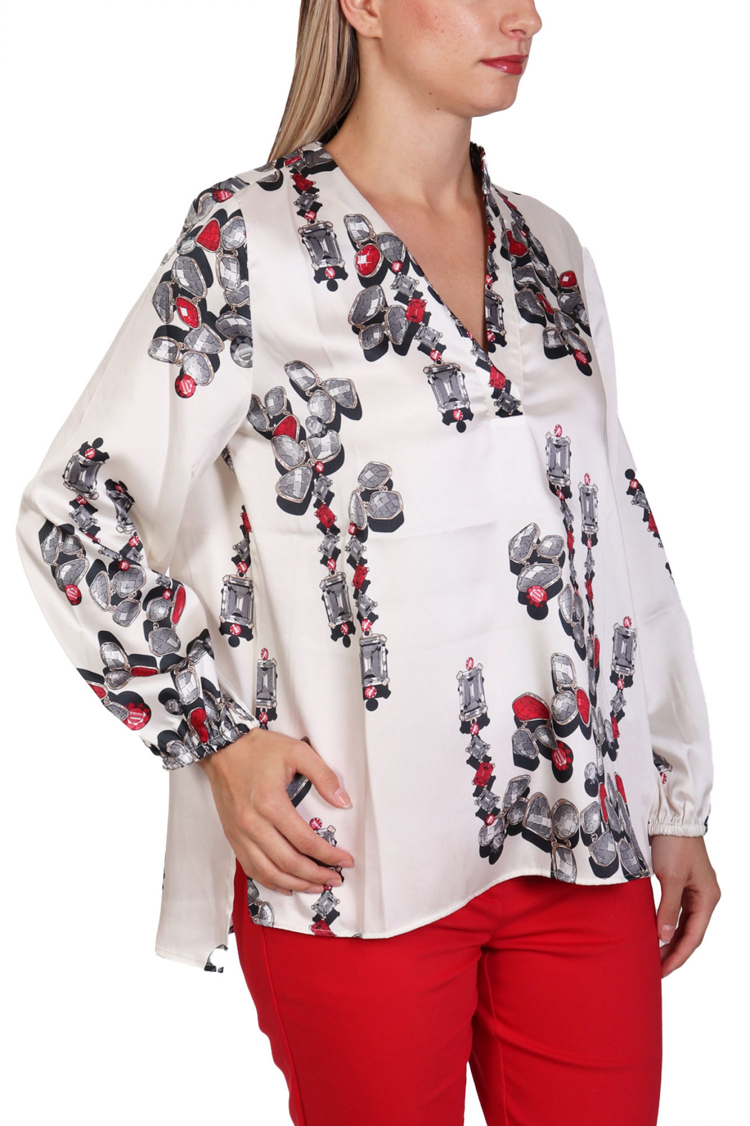 MARELLA EMME ΜΠΛΟΥΖΑ ARTICLE ΛΑΙΜΟΚΟΨΗ V ΕΜΠΡΙΜΕ ΛΕΥΚΟ