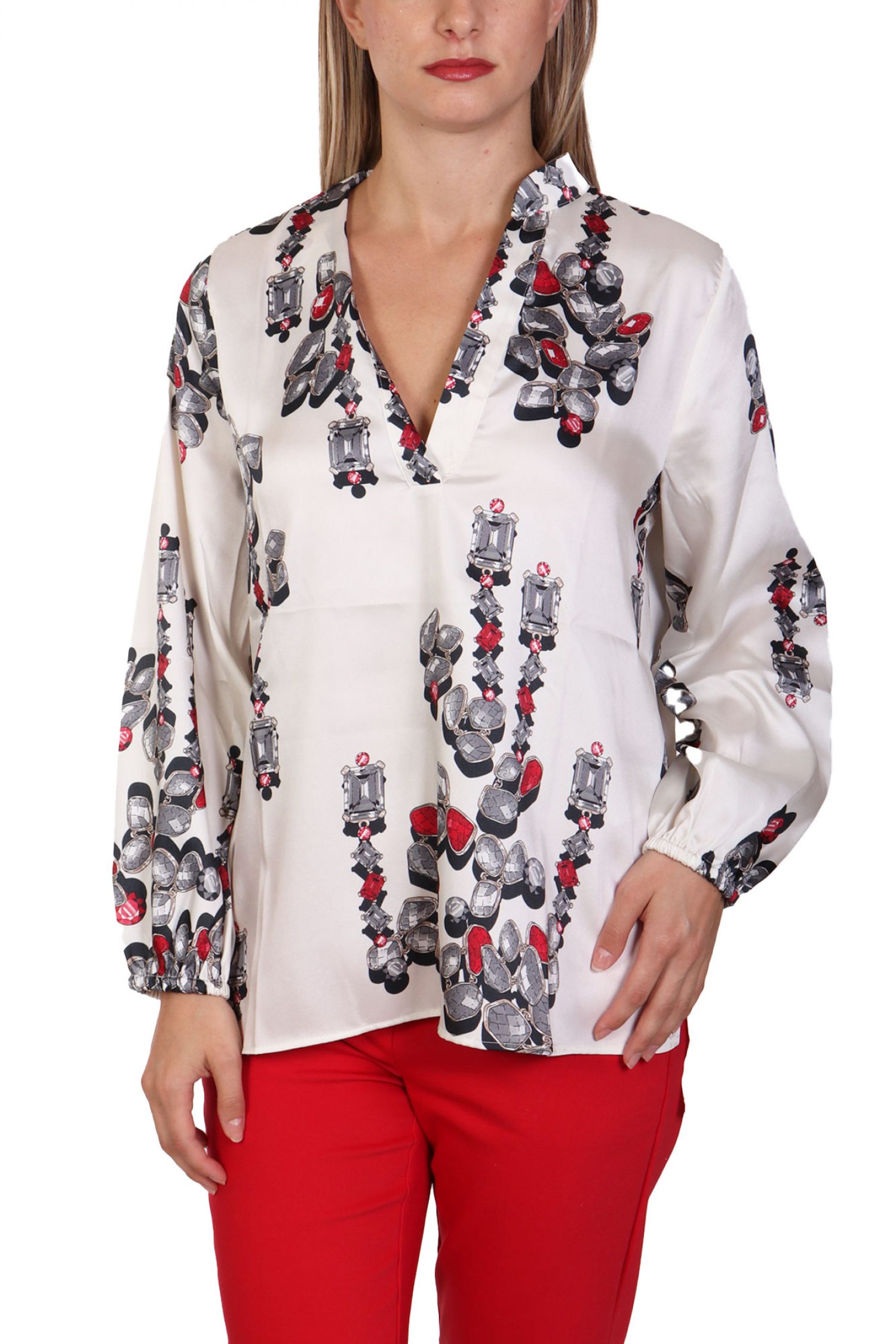 MARELLA EMME ΜΠΛΟΥΖΑ ARTICLE ΛΑΙΜΟΚΟΨΗ V ΕΜΠΡΙΜΕ ΛΕΥΚΟ