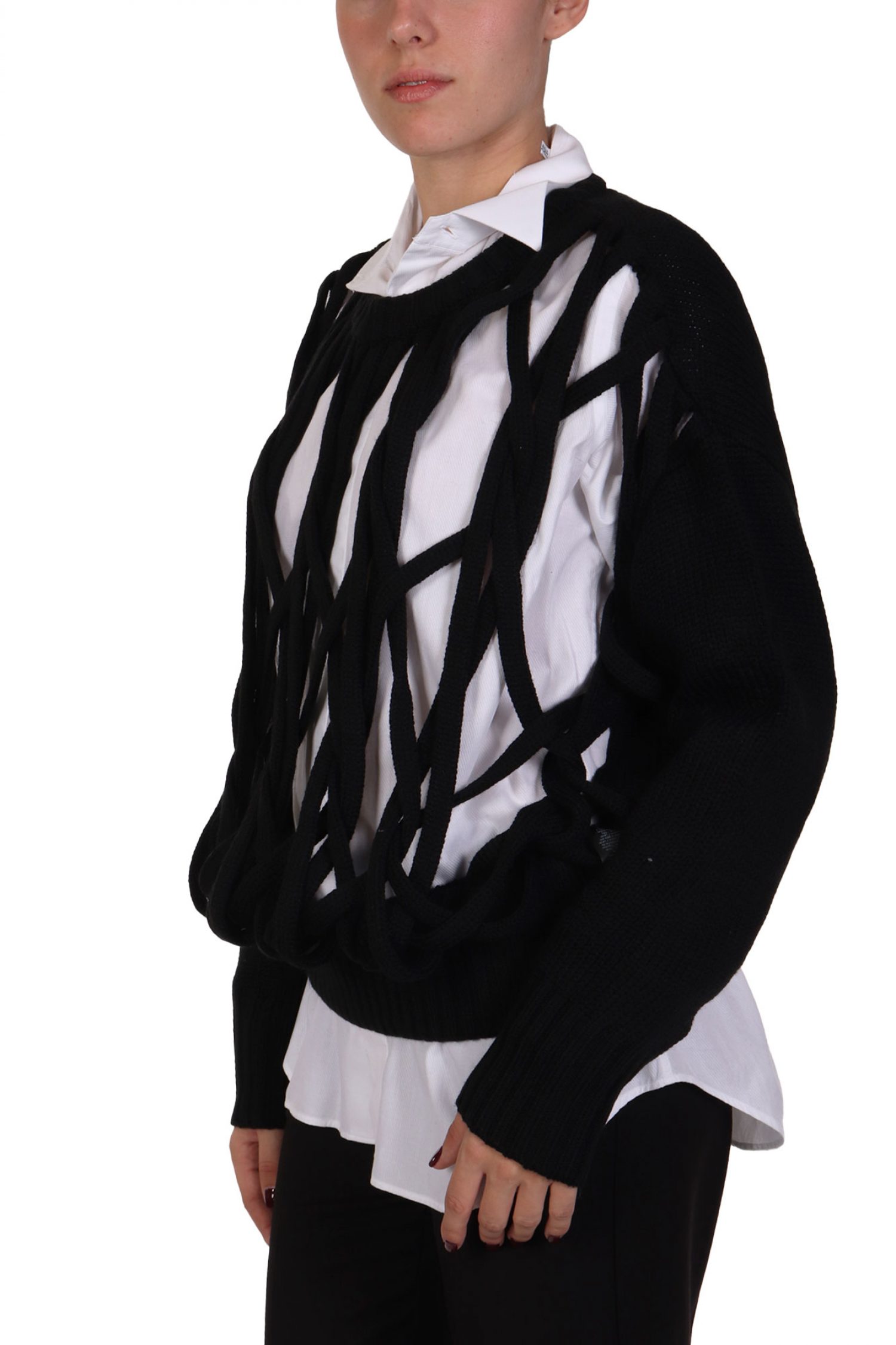 PATRIZIA PEPE ΜΠΛΟΥΖΑ ΠΛΕΚΤΟ ΜΑΥΡΟ