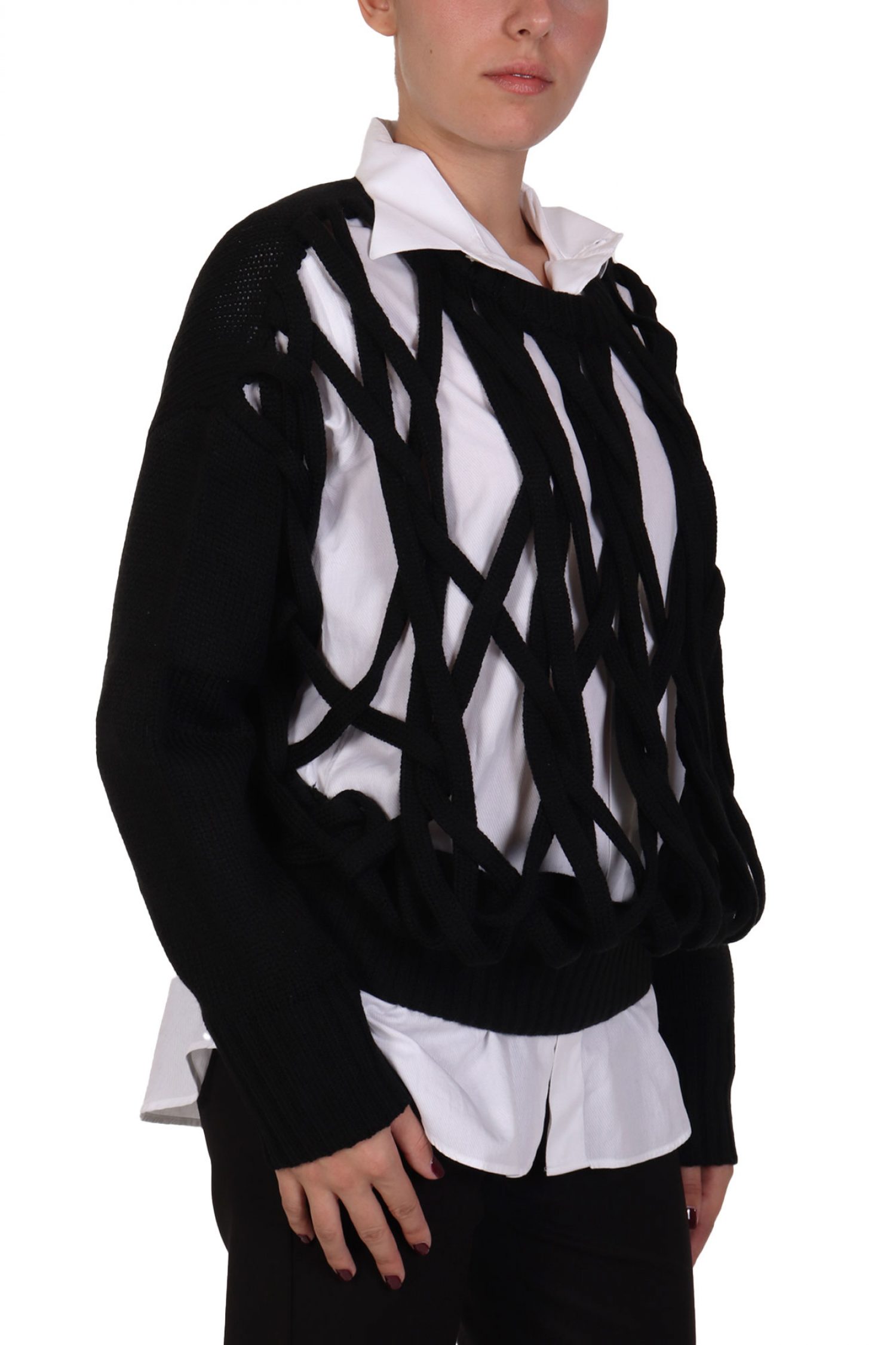 PATRIZIA PEPE ΜΠΛΟΥΖΑ ΠΛΕΚΤΟ ΜΑΥΡΟ