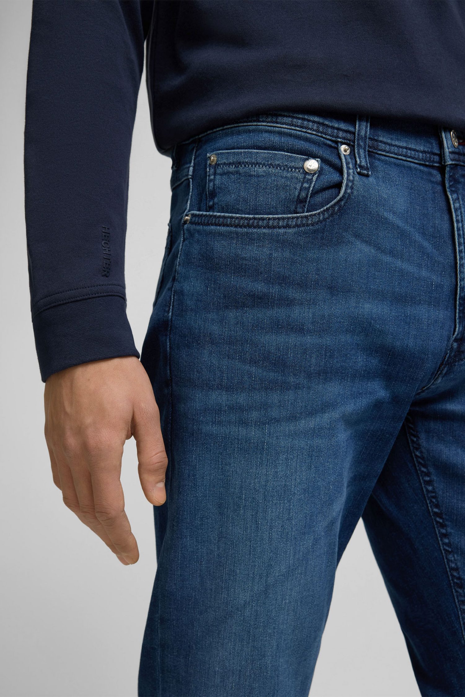 HECHTER ΠΑΝΤΕΛΟΝΙ JEANS H-XTENSION BELFORT REGULAR TAPERED 5-POCKET ΜΠΛΕ φωτογραφία