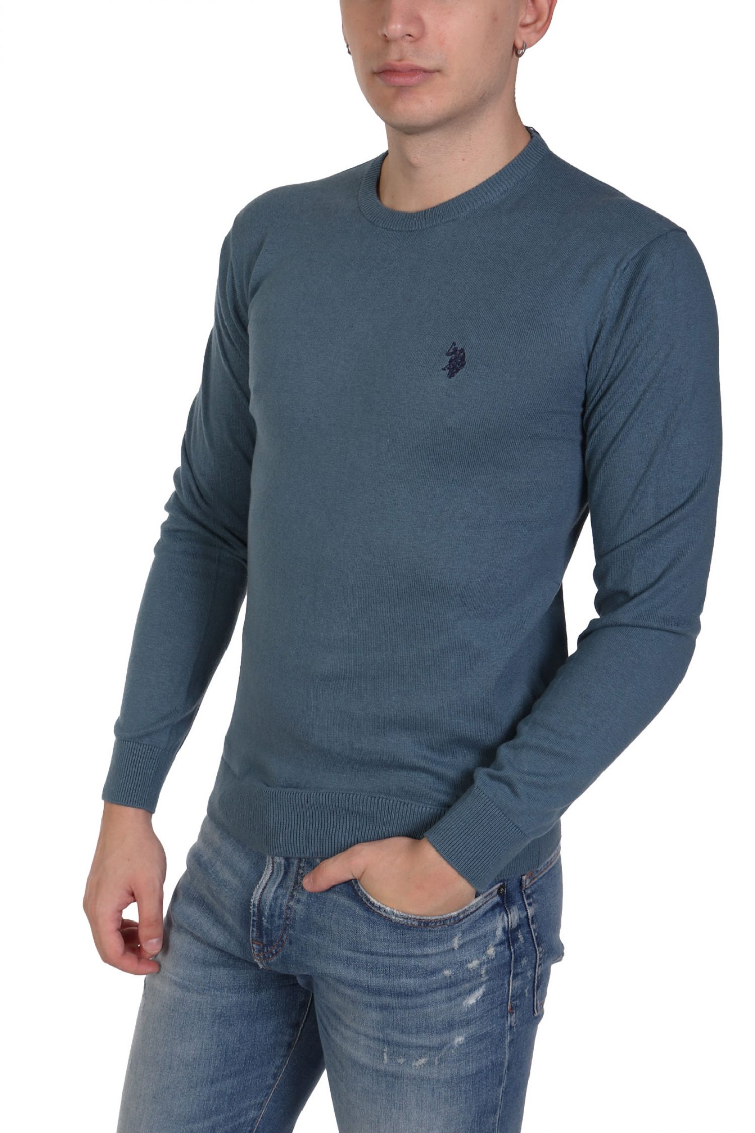 U.S.POLO ASSN ΠΛΕΚΤΟ CREW NECK LOGO LEON ΡΑΦ ΜΠΛΕ φωτογραφία