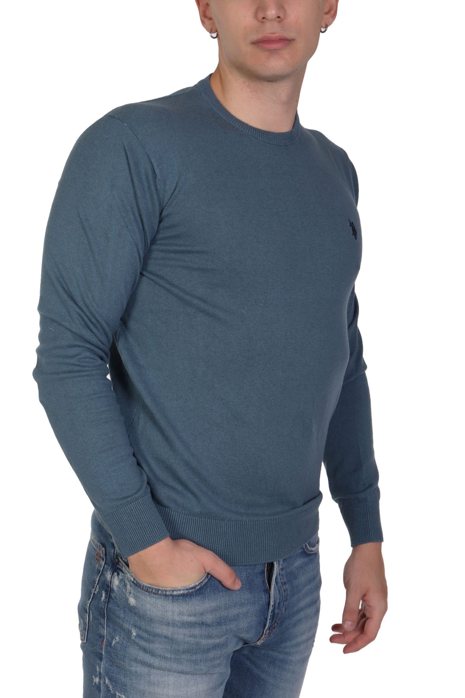 U.S.POLO ASSN ΠΛΕΚΤΟ CREW NECK LOGO LEON ΡΑΦ ΜΠΛΕ φωτογραφία