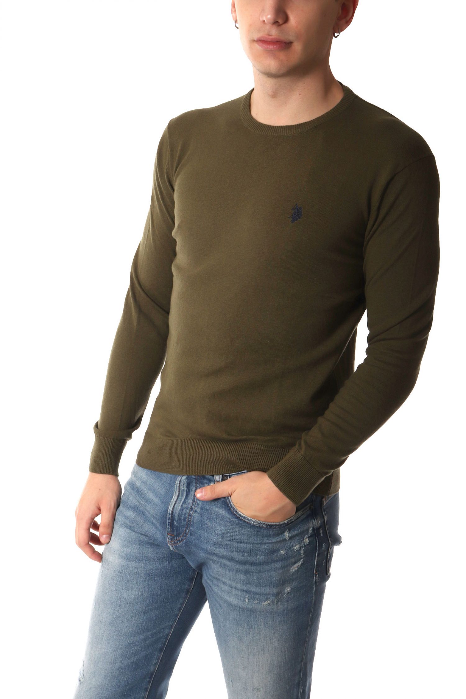 U.S.POLO ASSN ΠΛΕΚΤΟ CREW NECK LOGO LEON ΧΑΚΙ φωτογραφία