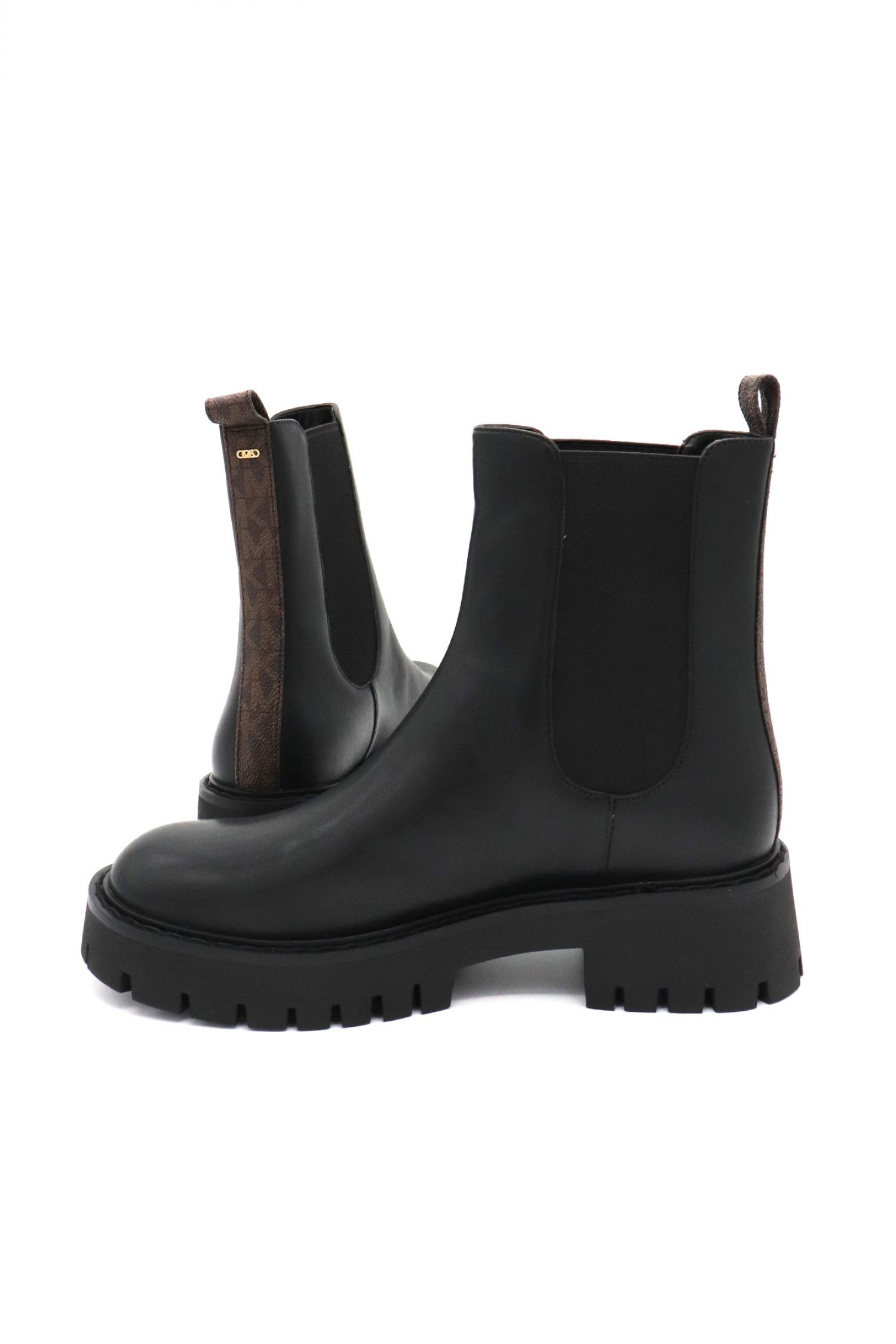 MICHAEL KORS ΠΑΠΟΥΤΣΙΑ ΜΠΟΤΑΚΙΑ ASHER FLAT BOOTIE LOGO KAΦΕ / MAYΡΟ