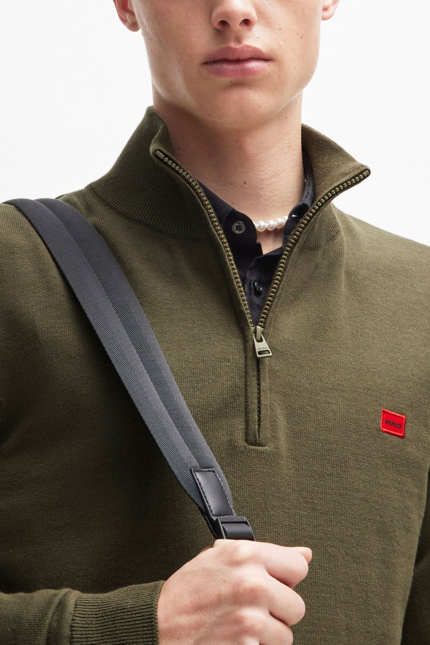 HUGO ΠΛΕΚΤΟ HALFZIP SAN QUINTUS-C ΧΑΚΙ