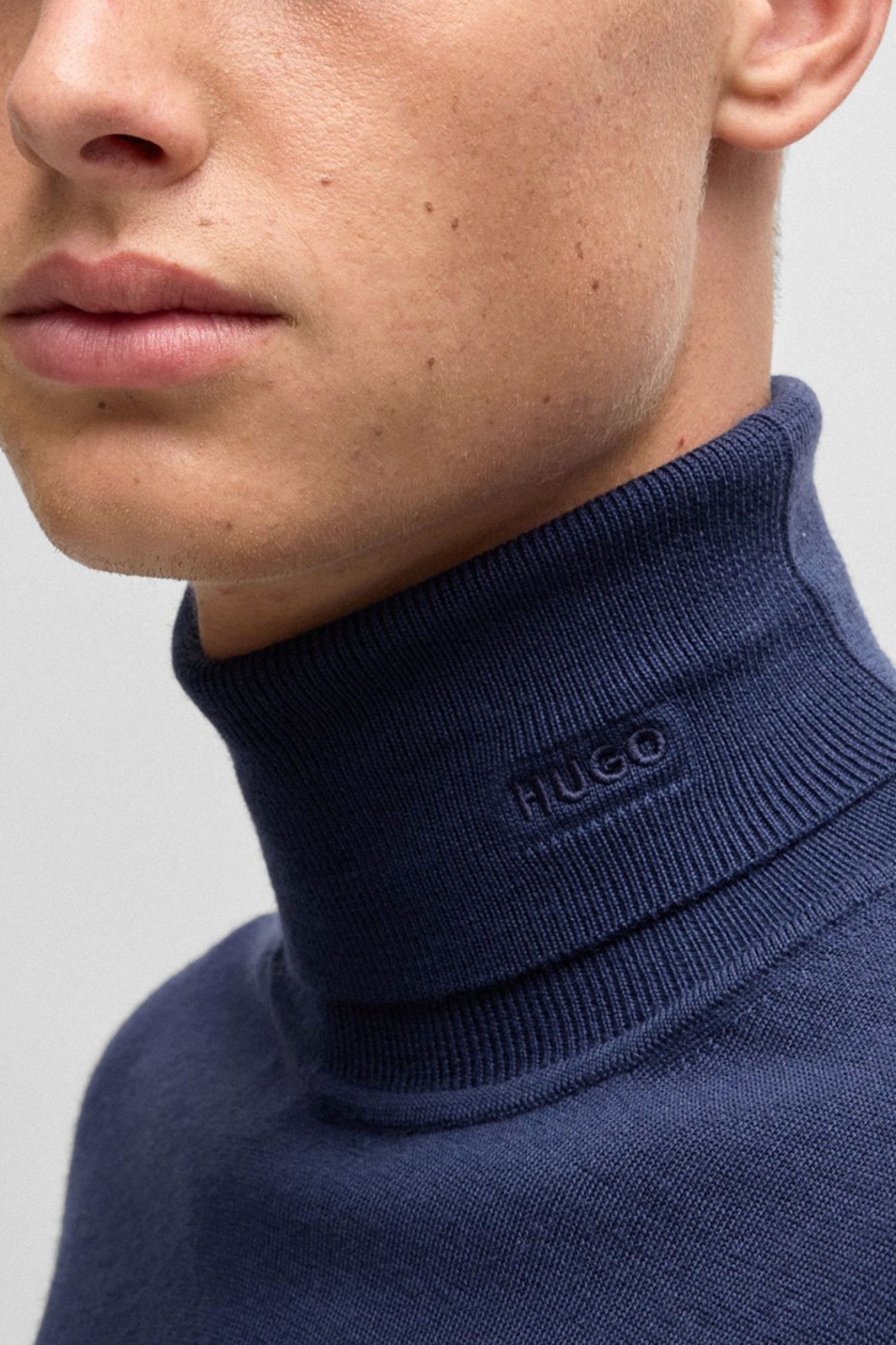 HUGO ΠΛΕΚΤΟ TURTLENECK SAN THOMAS-M ΜΠΛΕ