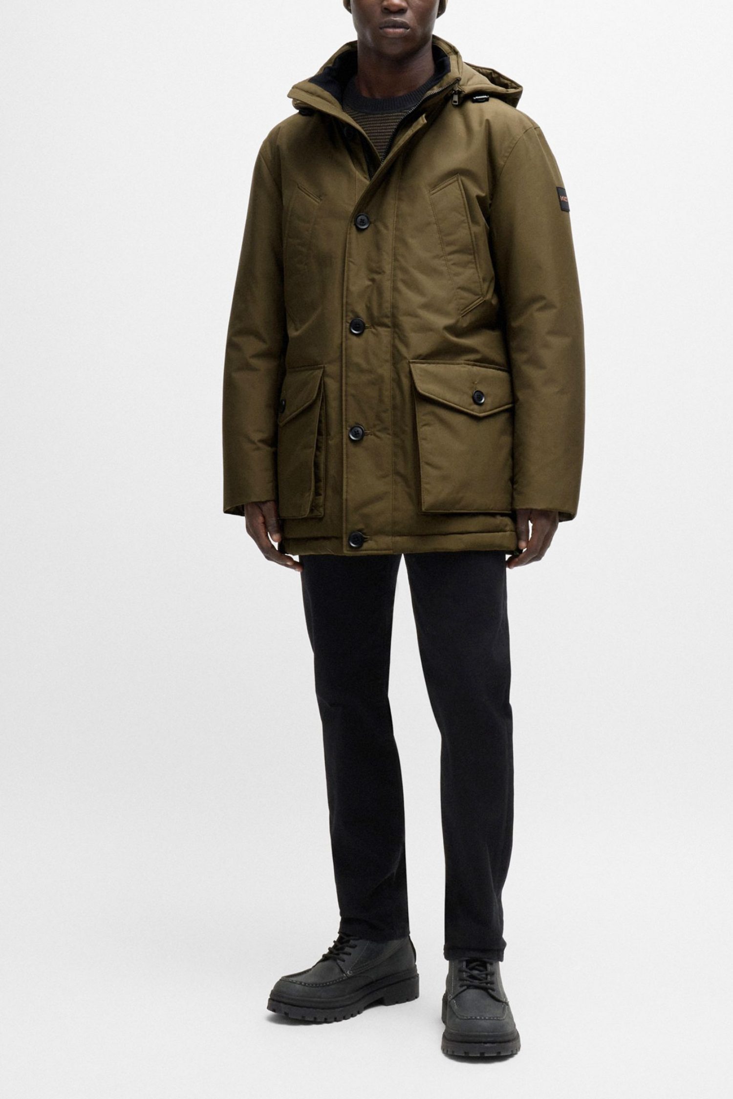 BOSS CASUAL ΜΠΟΥΦΑΝ JACKET ΑΠΟΣΠΩΜΕΝΗ ΚΟΥΚΟΥΛΑ OSIASS ΧΑΚΙ φωτογραφία