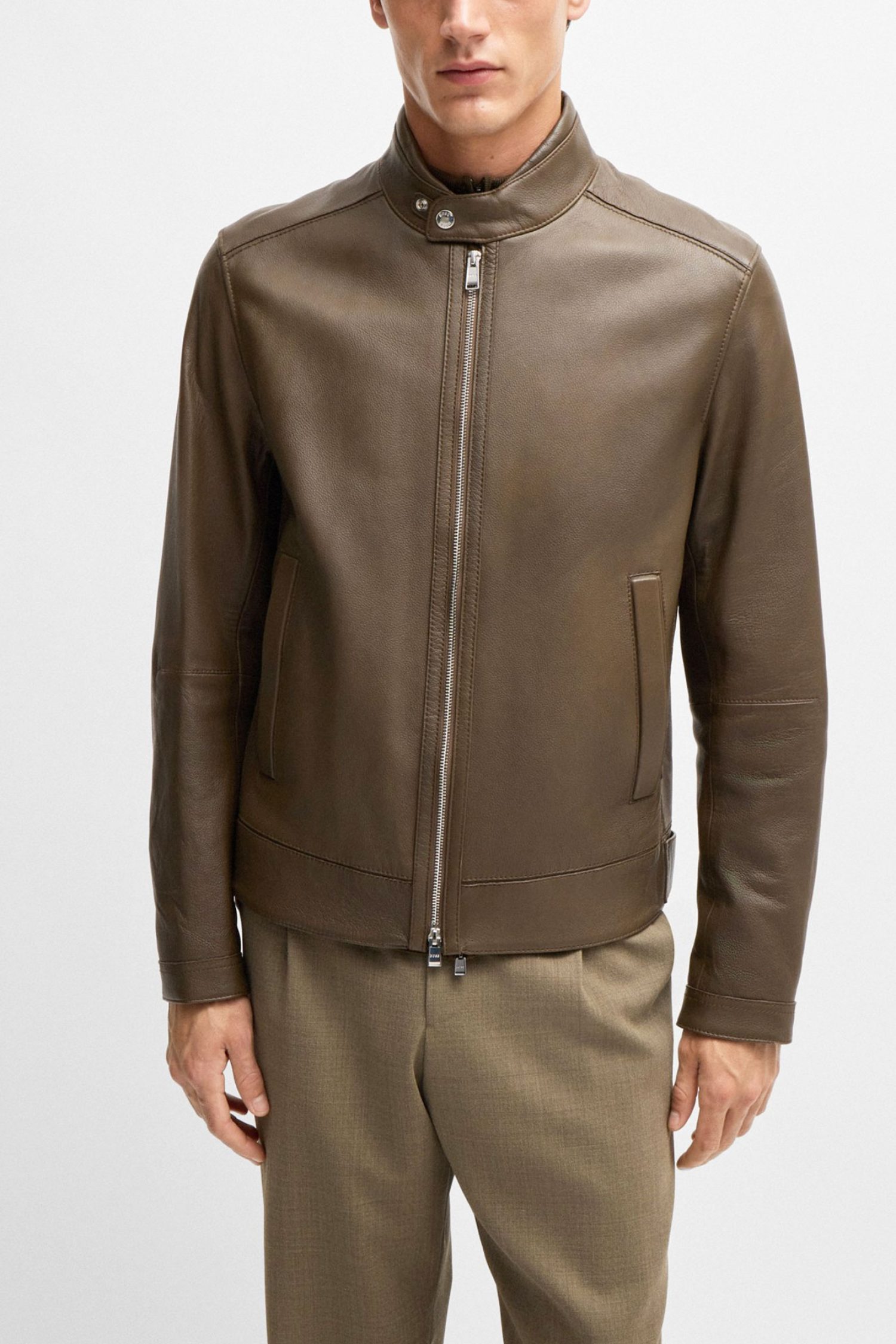 BOSS ΜΠΟΥΦΑΝ ΔΕΡΜΑ H-MANSELL2 ΧΑΚΙ φωτογραφία