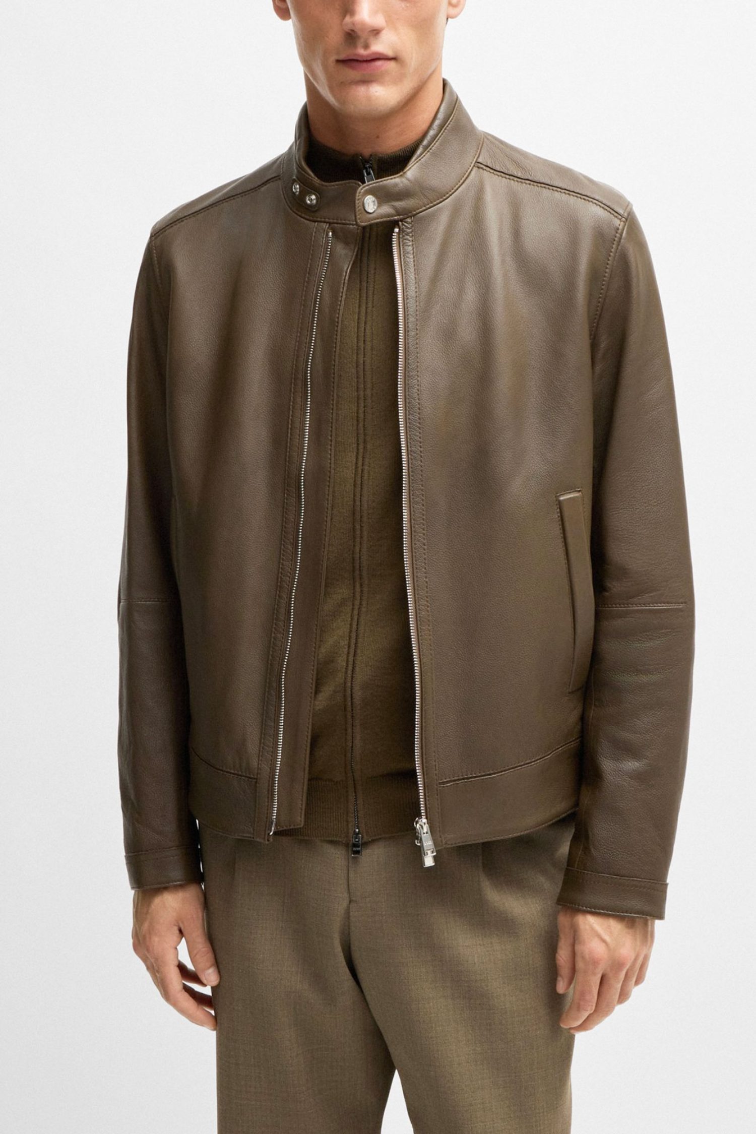 BOSS ΜΠΟΥΦΑΝ ΔΕΡΜΑ H-MANSELL2 ΧΑΚΙ φωτογραφία