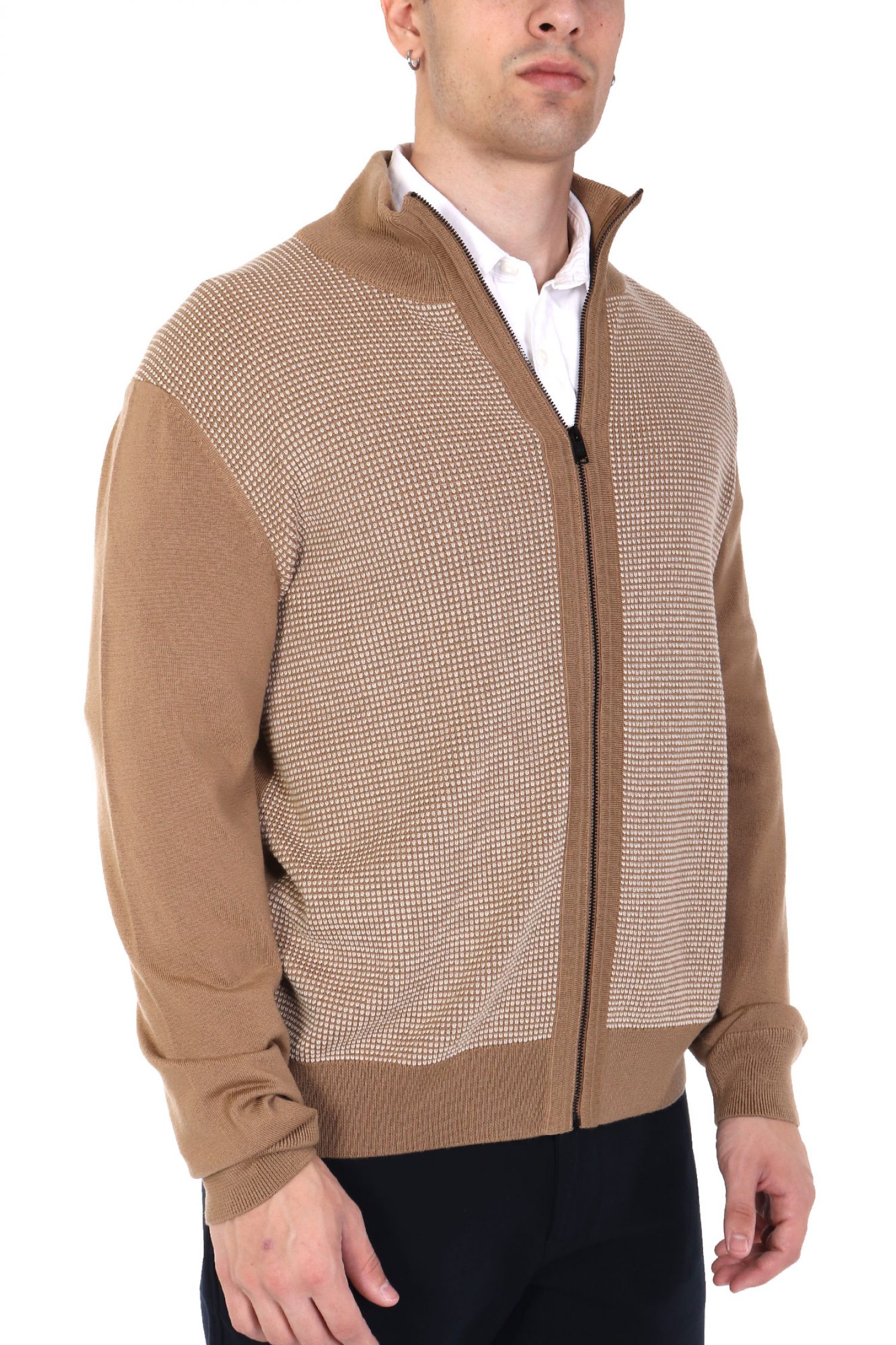 BOSS ΠΛΕΚΤΟ FULLZIP H-DAVETO ΜΠΕΖ