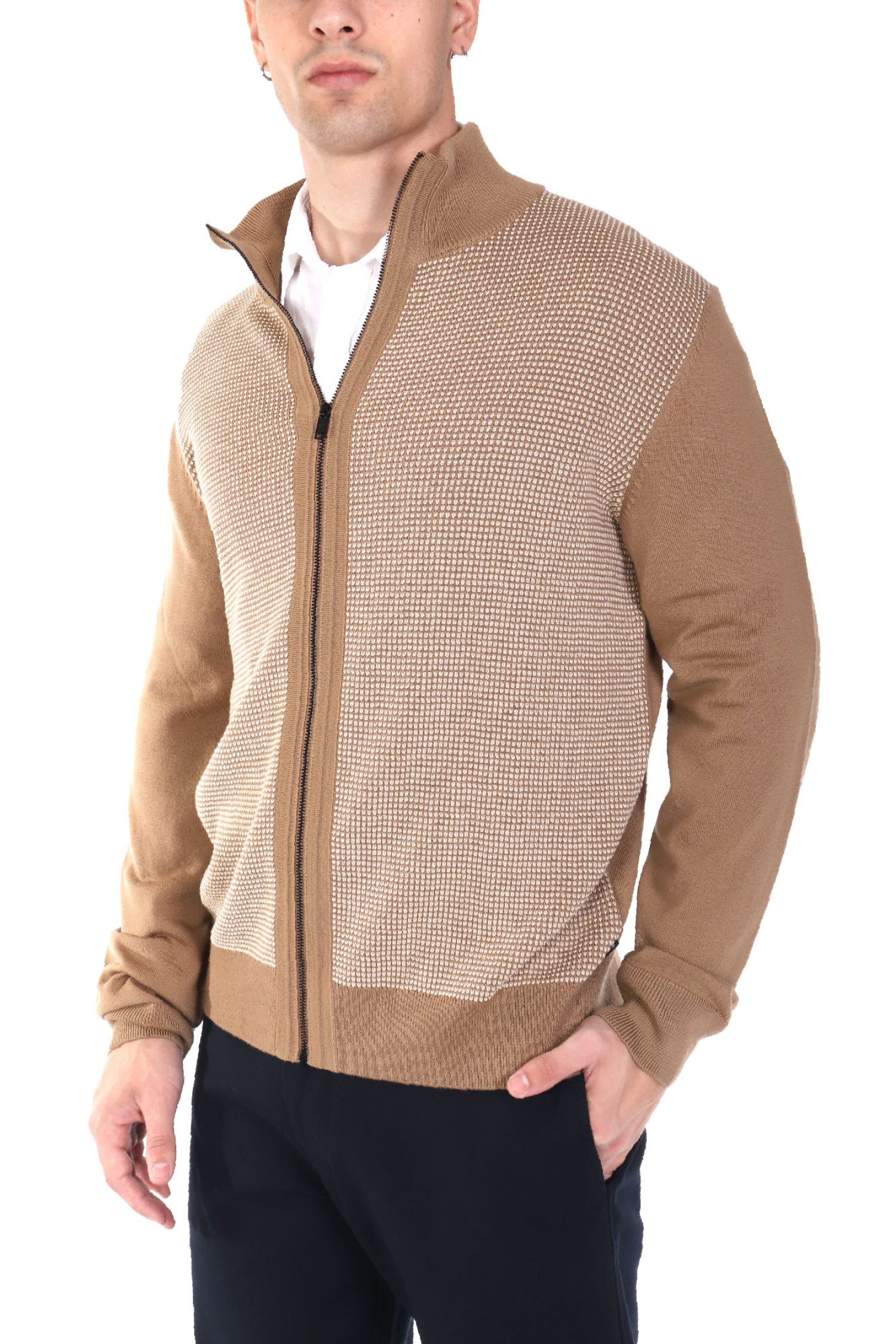 BOSS ΠΛΕΚΤΟ FULLZIP H-DAVETO ΜΠΕΖ